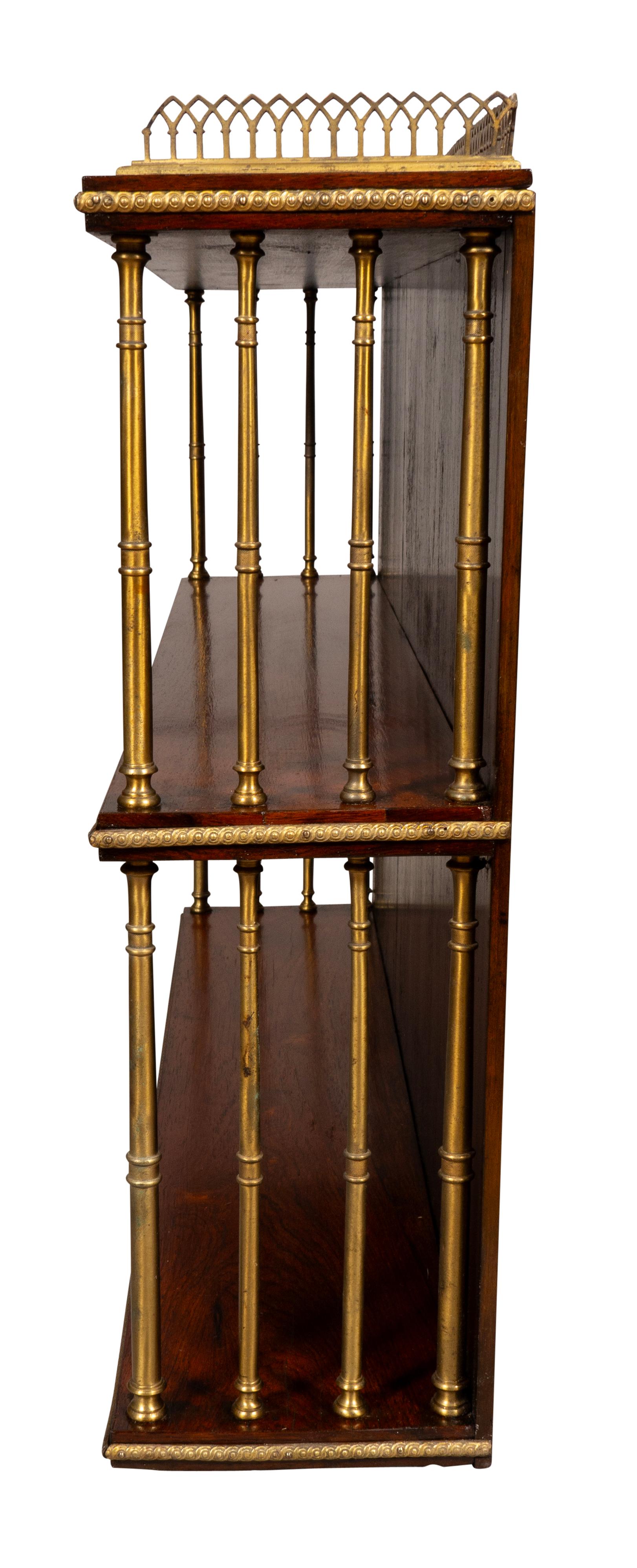 Regency Rosewood And Brass Hanging Shelf In Good Condition In Essex, MA