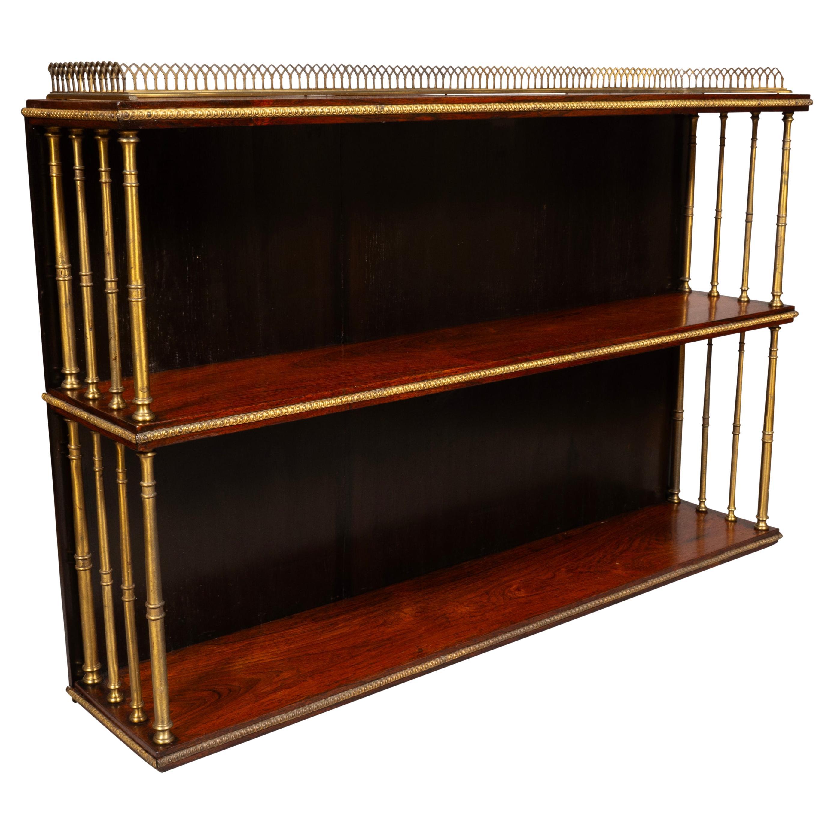 Regency Rosewood And Brass Hanging Shelf For Sale at 1stDibs