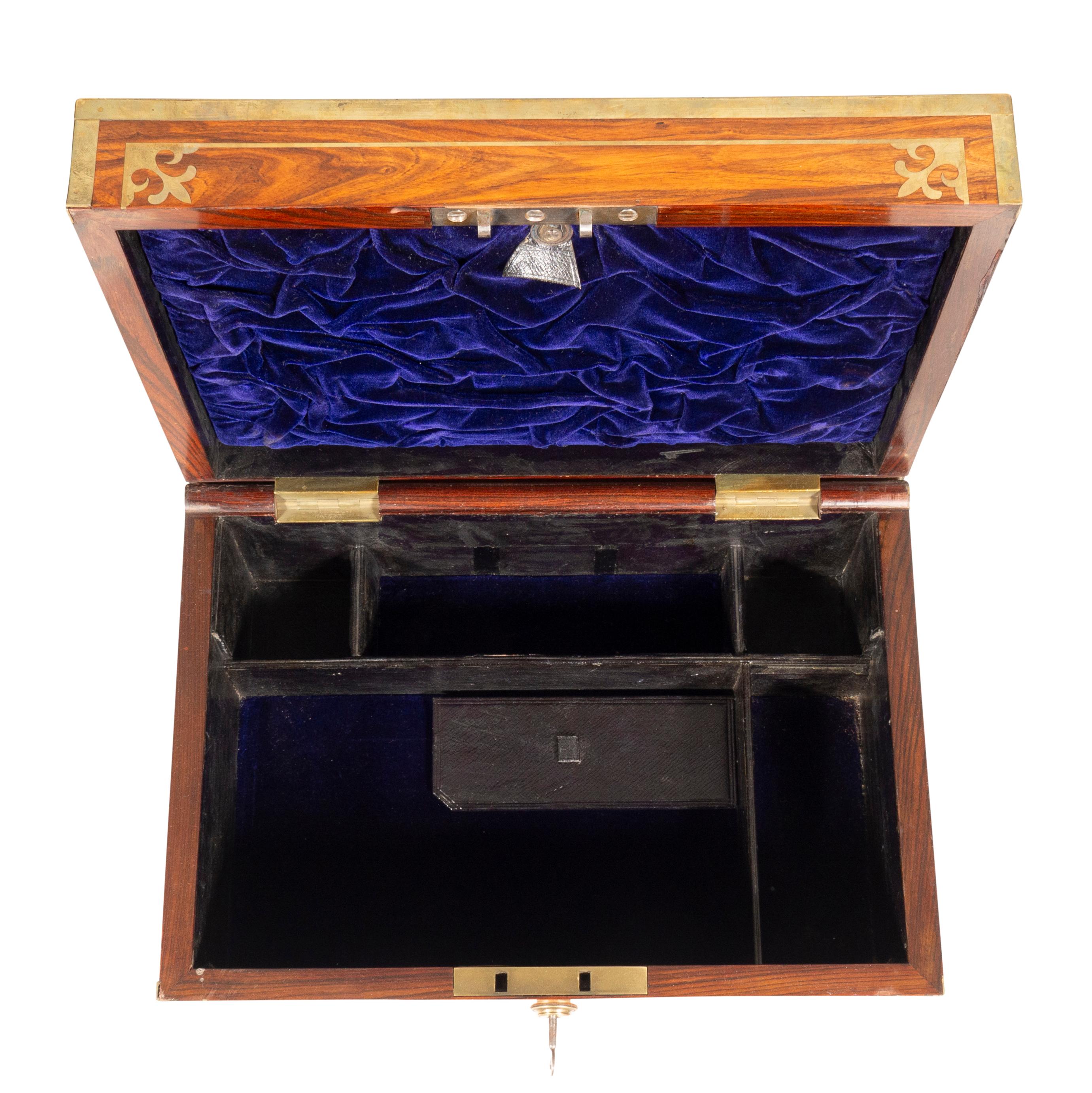 Regency Rosewood And Brass Inlaid Campaign Dressing Box For Sale 10