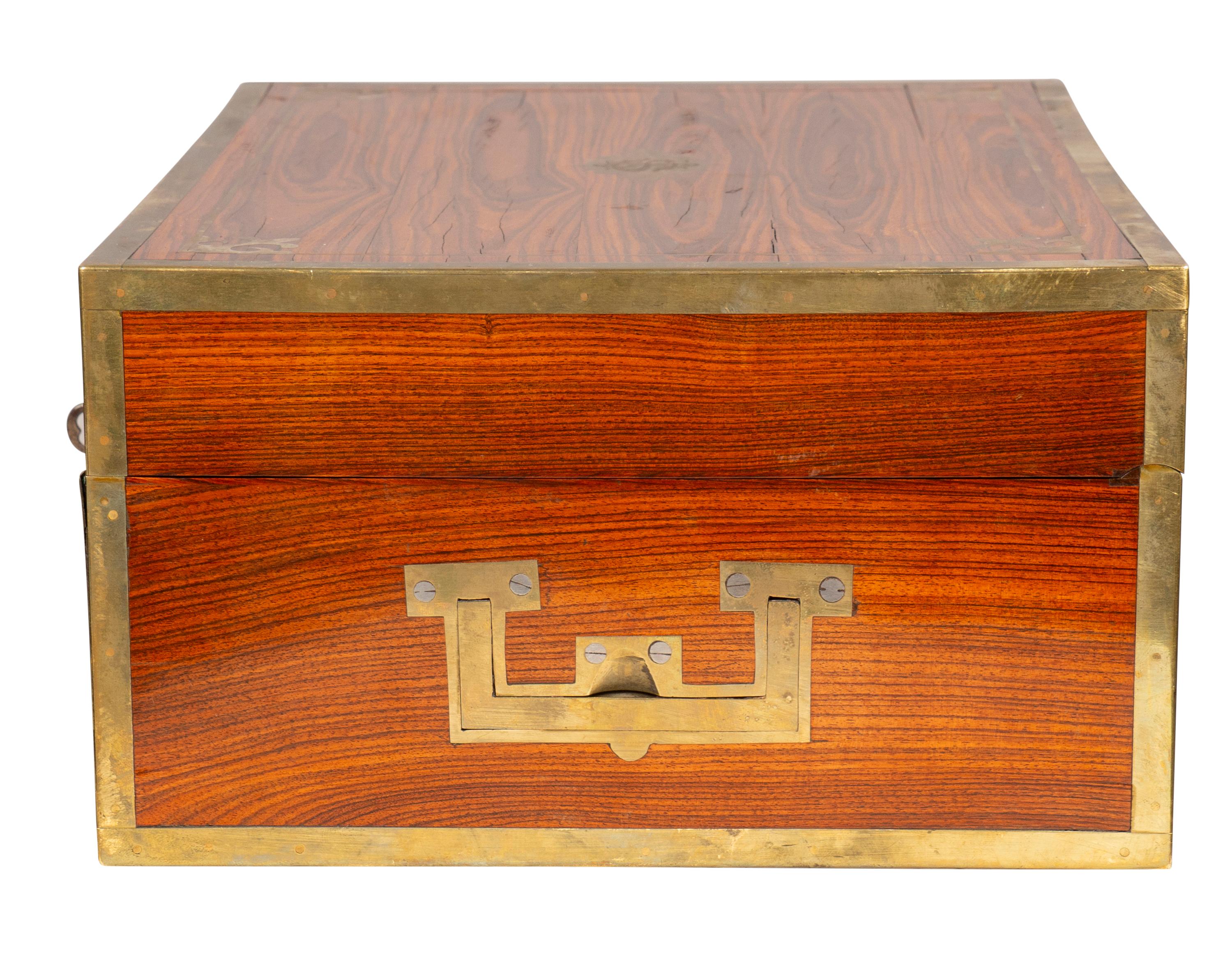 Regency Rosewood And Brass Inlaid Campaign Dressing Box For Sale 2