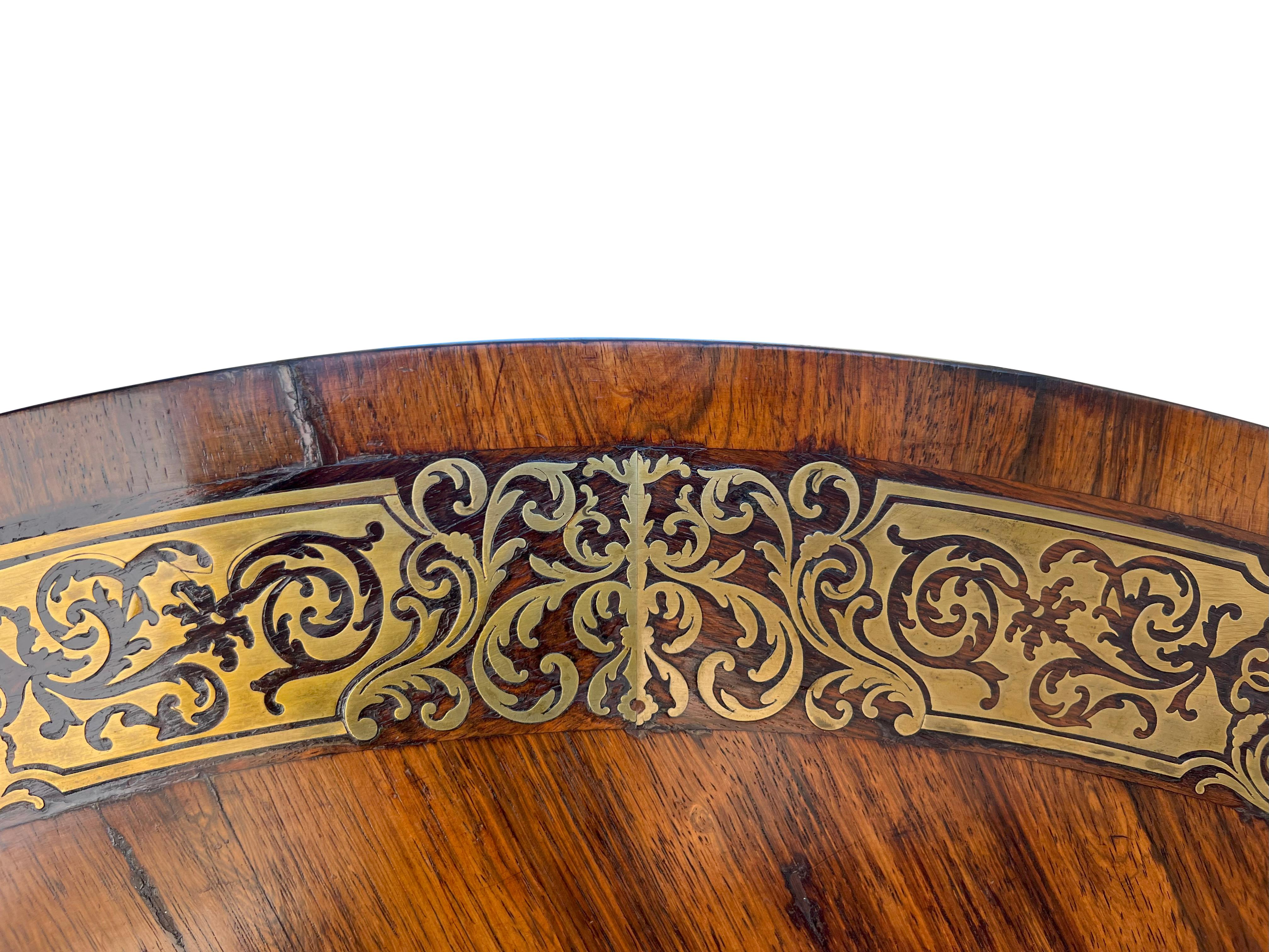 Regency Rosewood And Brass Inlaid Center Table For Sale 14