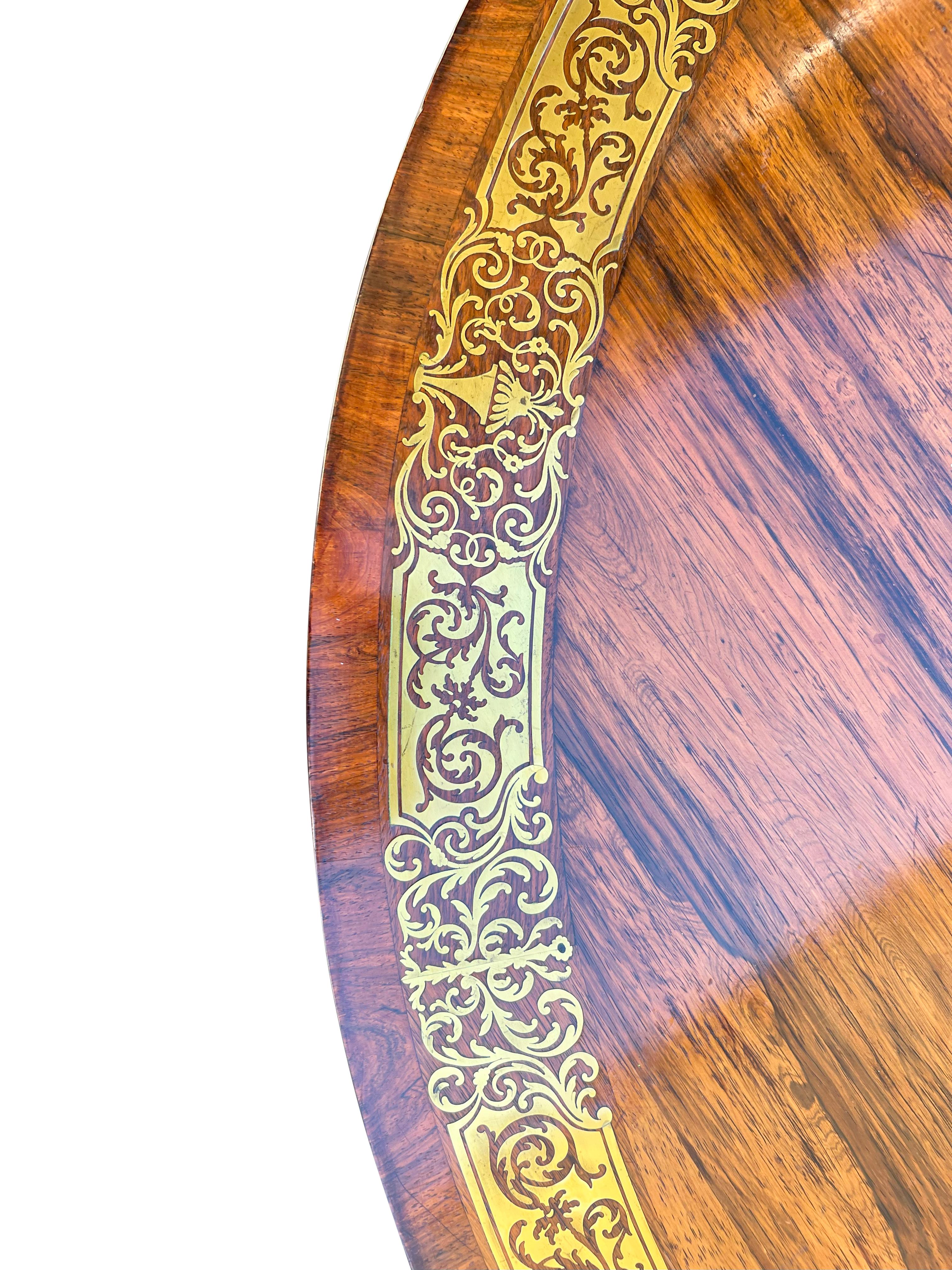 Regency Rosewood And Brass Inlaid Center Table For Sale 4