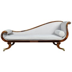 Antique Regency Rosewood and Brass Inlaid Chaise Lounge