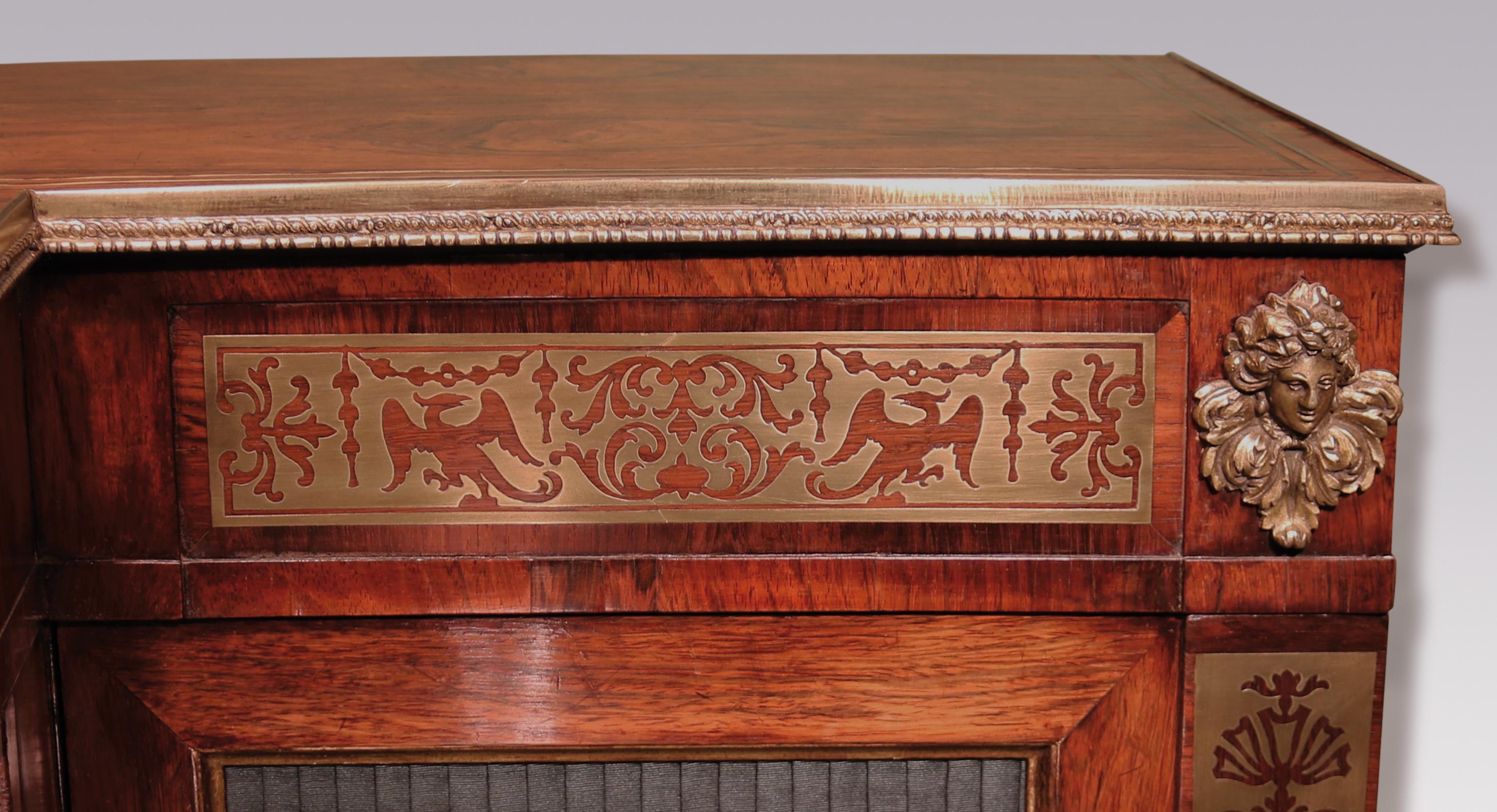 19th Century Regency Rosewood and Brass Inlaid Chiffonier, After Designs by John Mclean