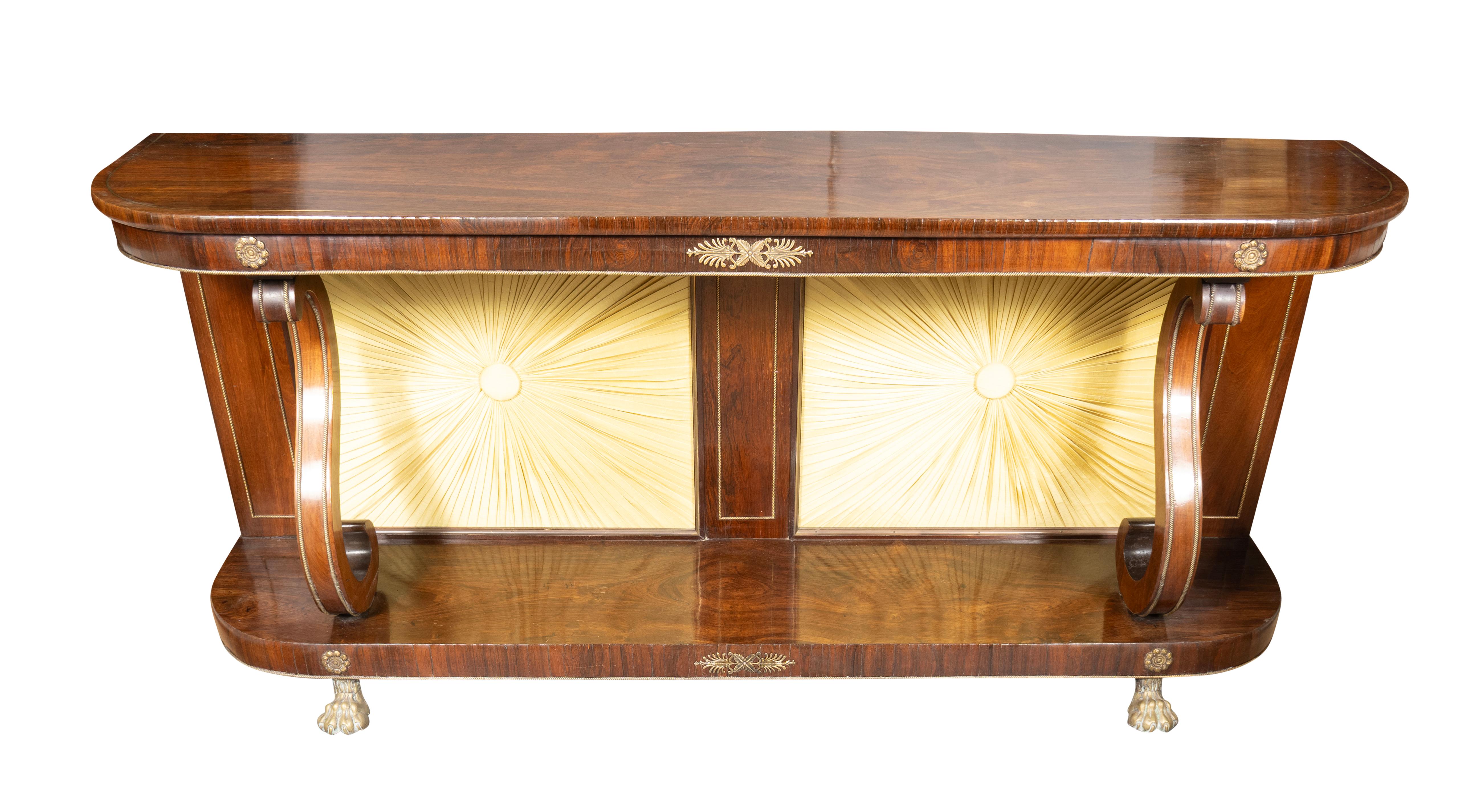 Table console Regency en palissandre et laiton incrusté en vente 1