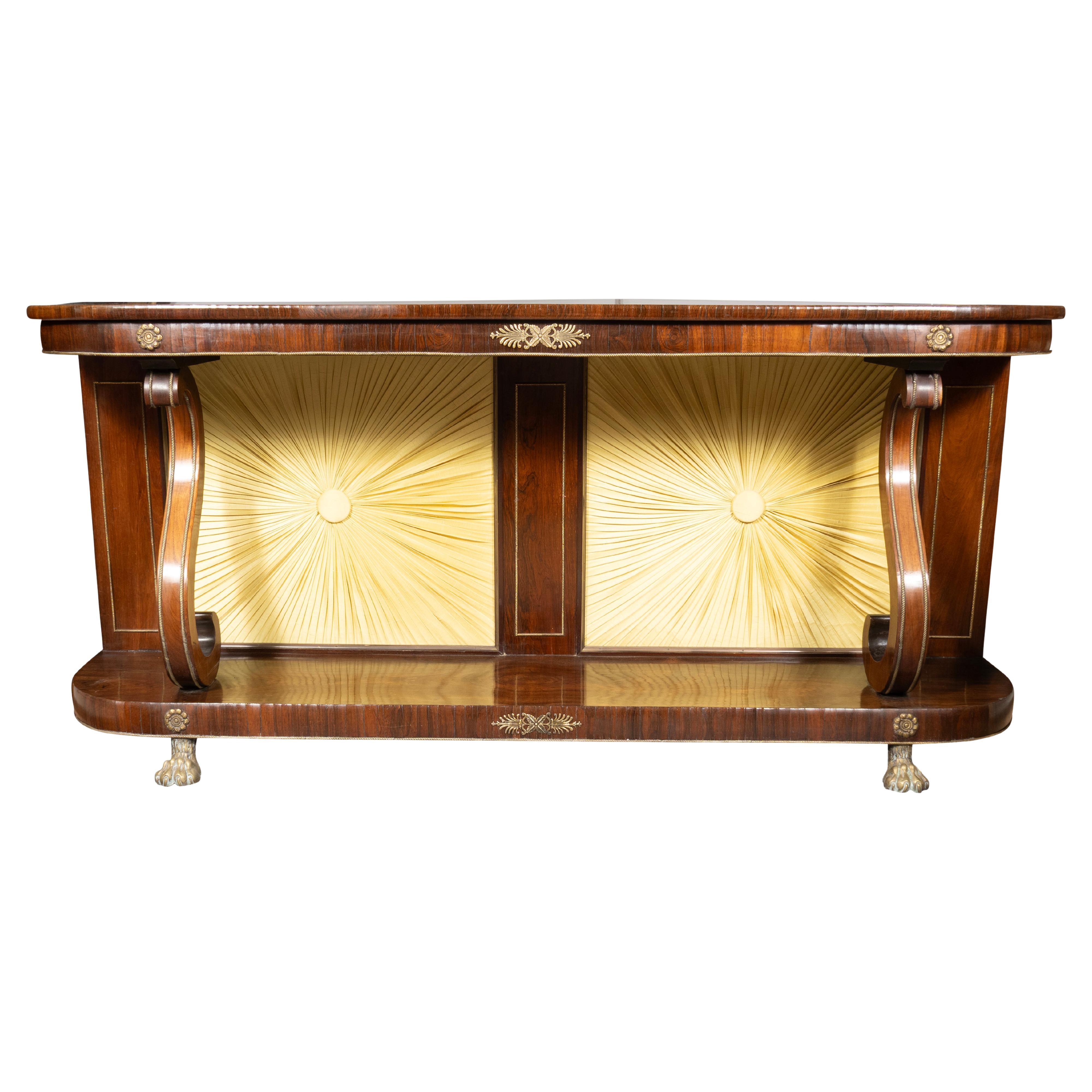 Regency Rosewood And Brass Inlaid Console Table