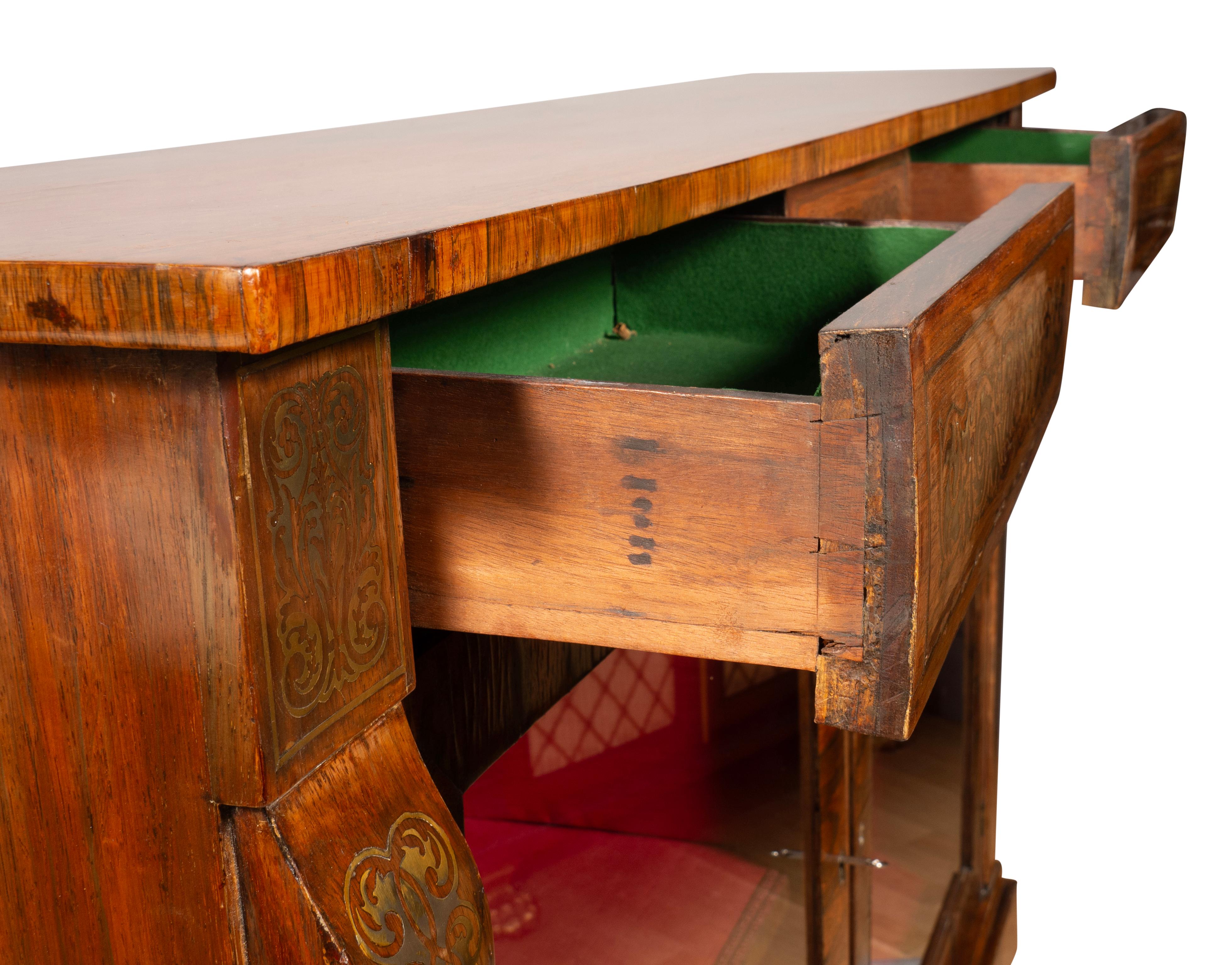 Regency Rosewood And Brass Inlaid Credenza/Bookcase For Sale 11