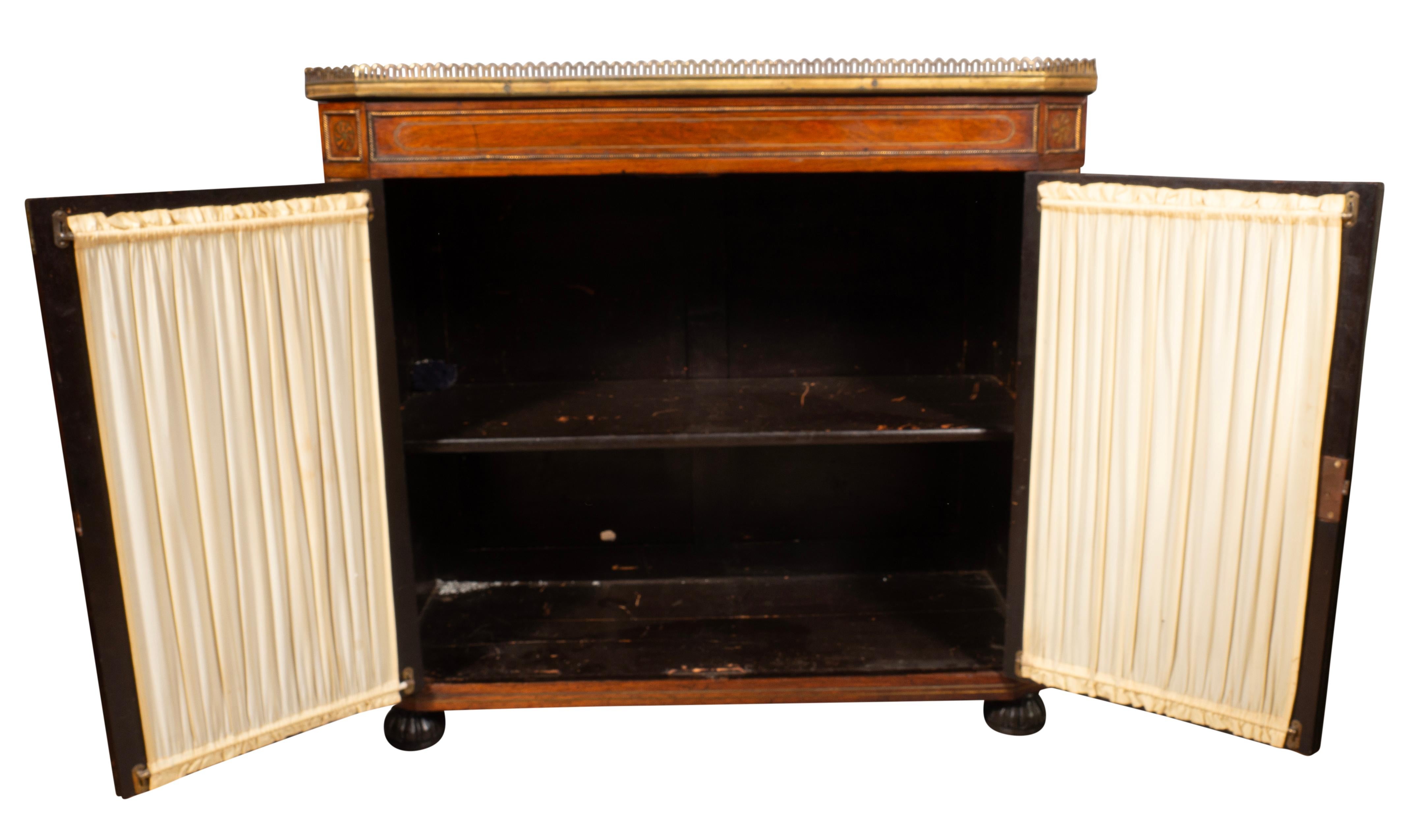 Regency Rosewood And Brass Inlaid Credenza For Sale 3