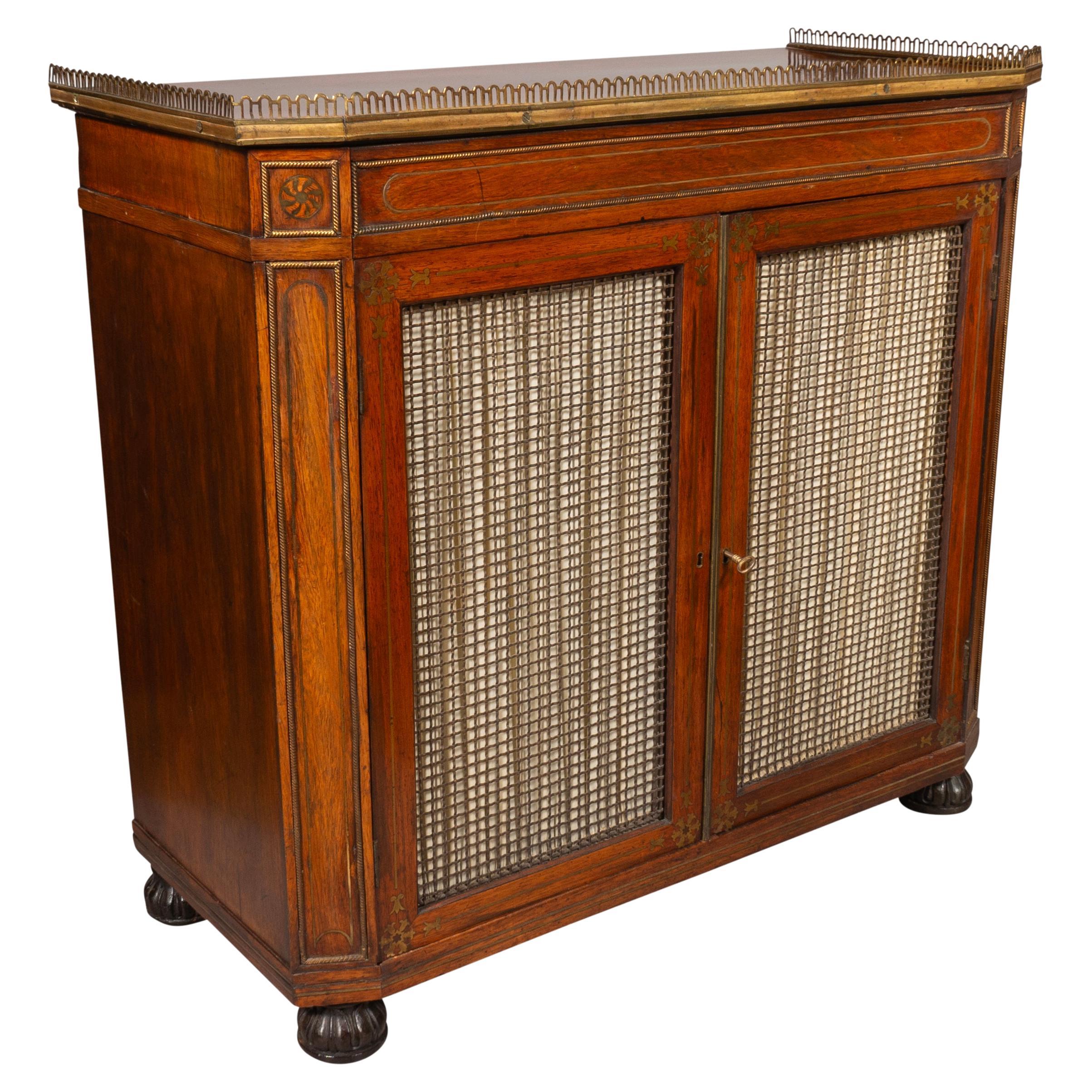 Regency Rosewood And Brass Inlaid Credenza For Sale