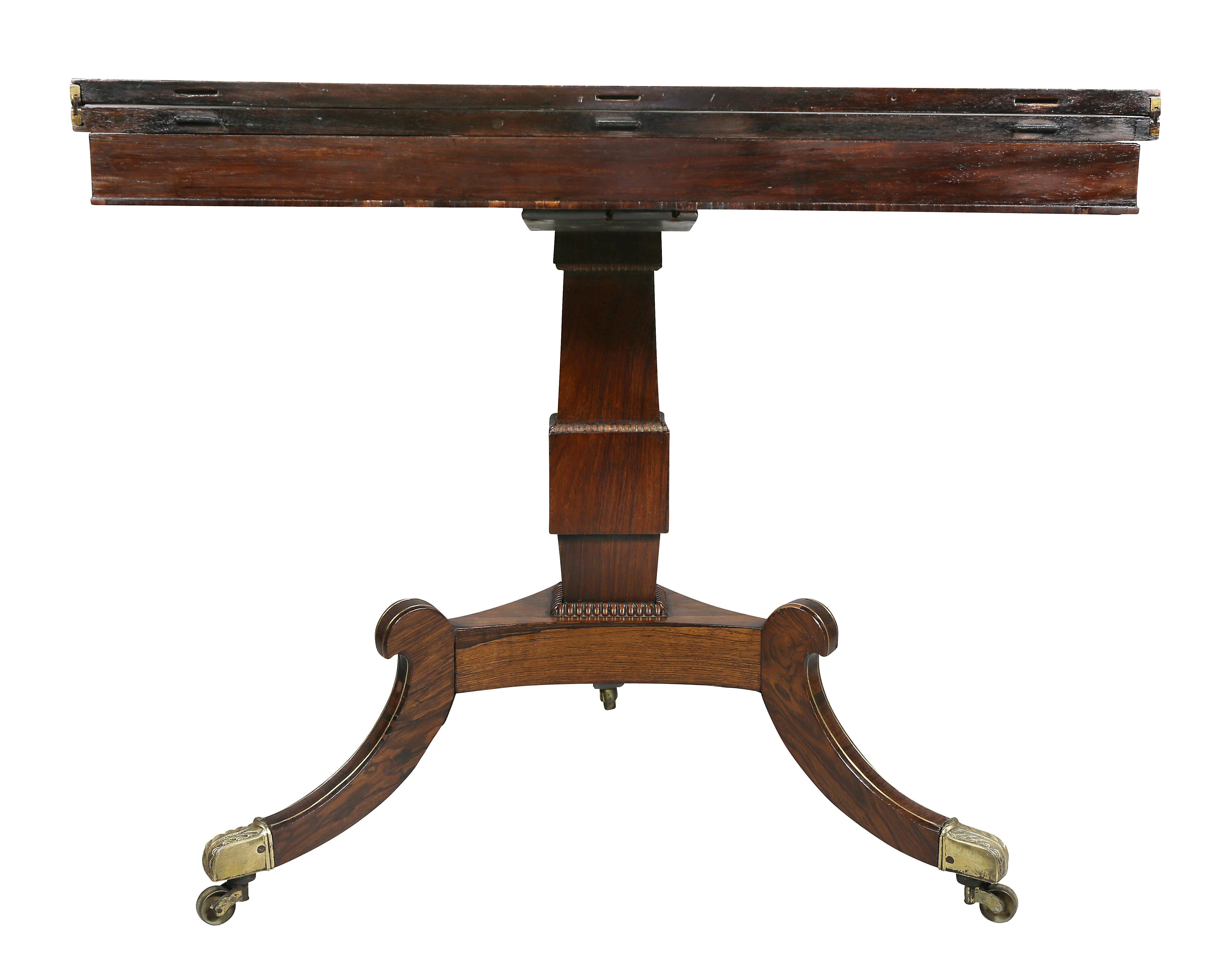 Kartentisch aus Rosenholz und Messing mit Intarsien im Regency-Stil 8