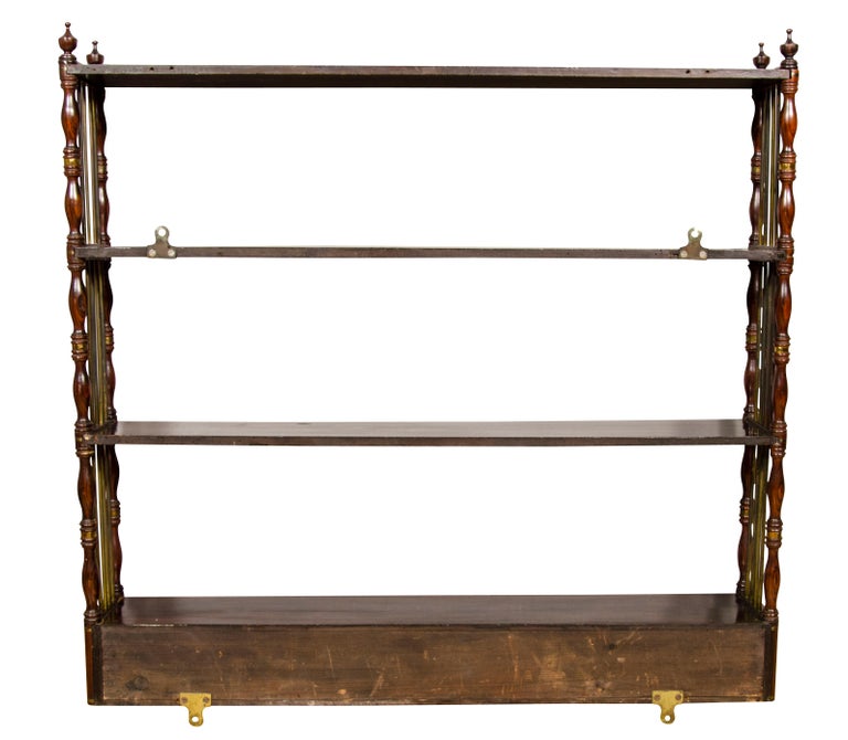 Regency Rosewood and Brass Inlaid Hanging Wall Shelf at 1stDibs