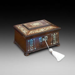 Regency Rosewood and Brass Inlaid Jewelry Box