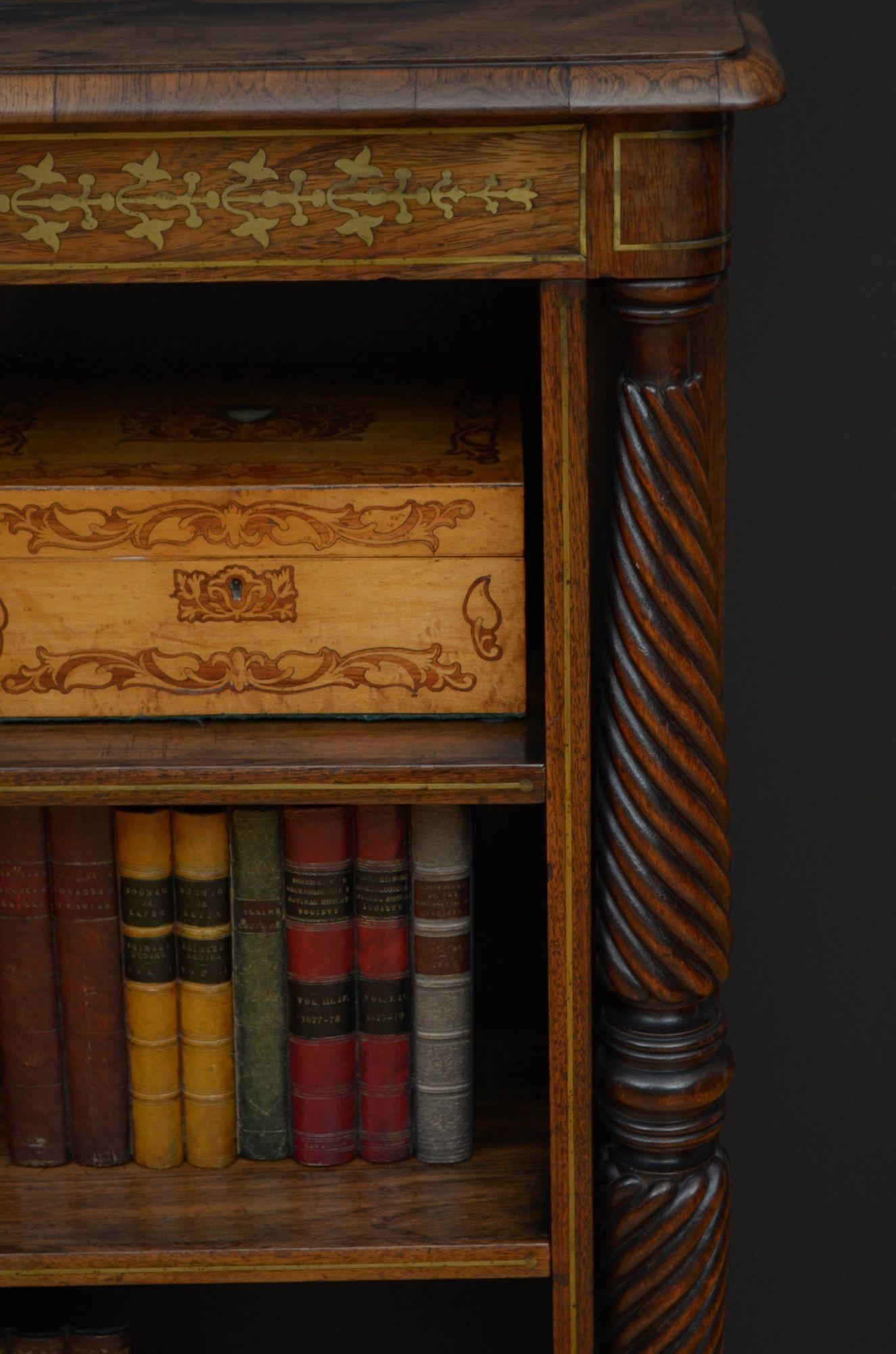 Regency Rosewood and Brass Inlaid Open Bookcase 9