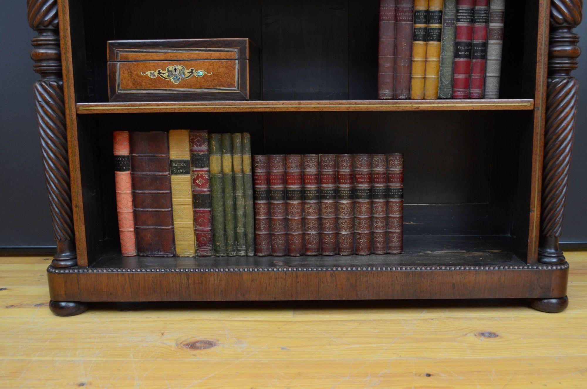 Regency Rosewood and Brass Inlaid Open Bookcase 11