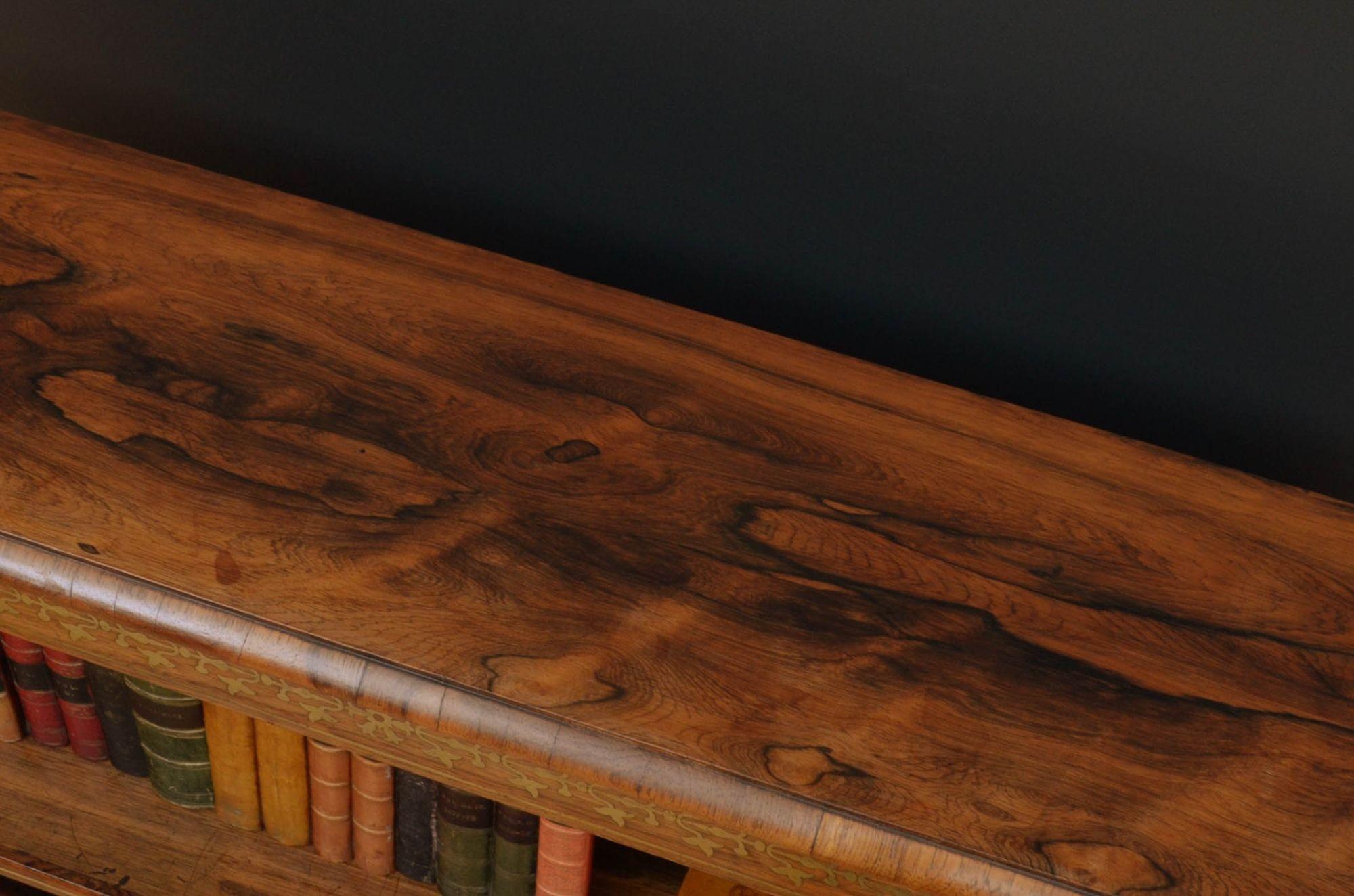 Regency Rosewood and Brass Inlaid Open Bookcase 1