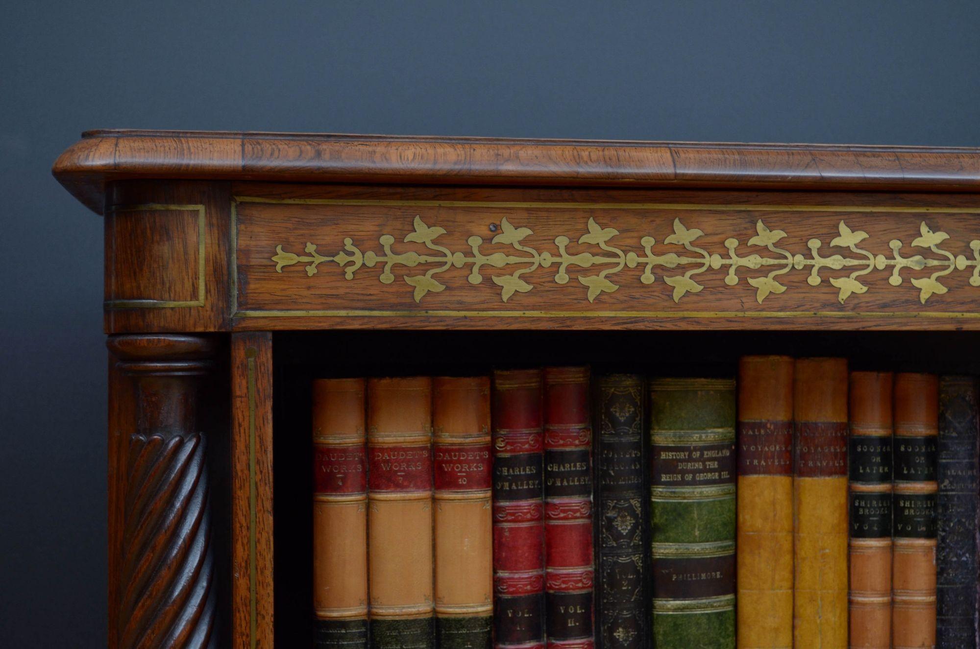 Regency Rosewood and Brass Inlaid Open Bookcase 2