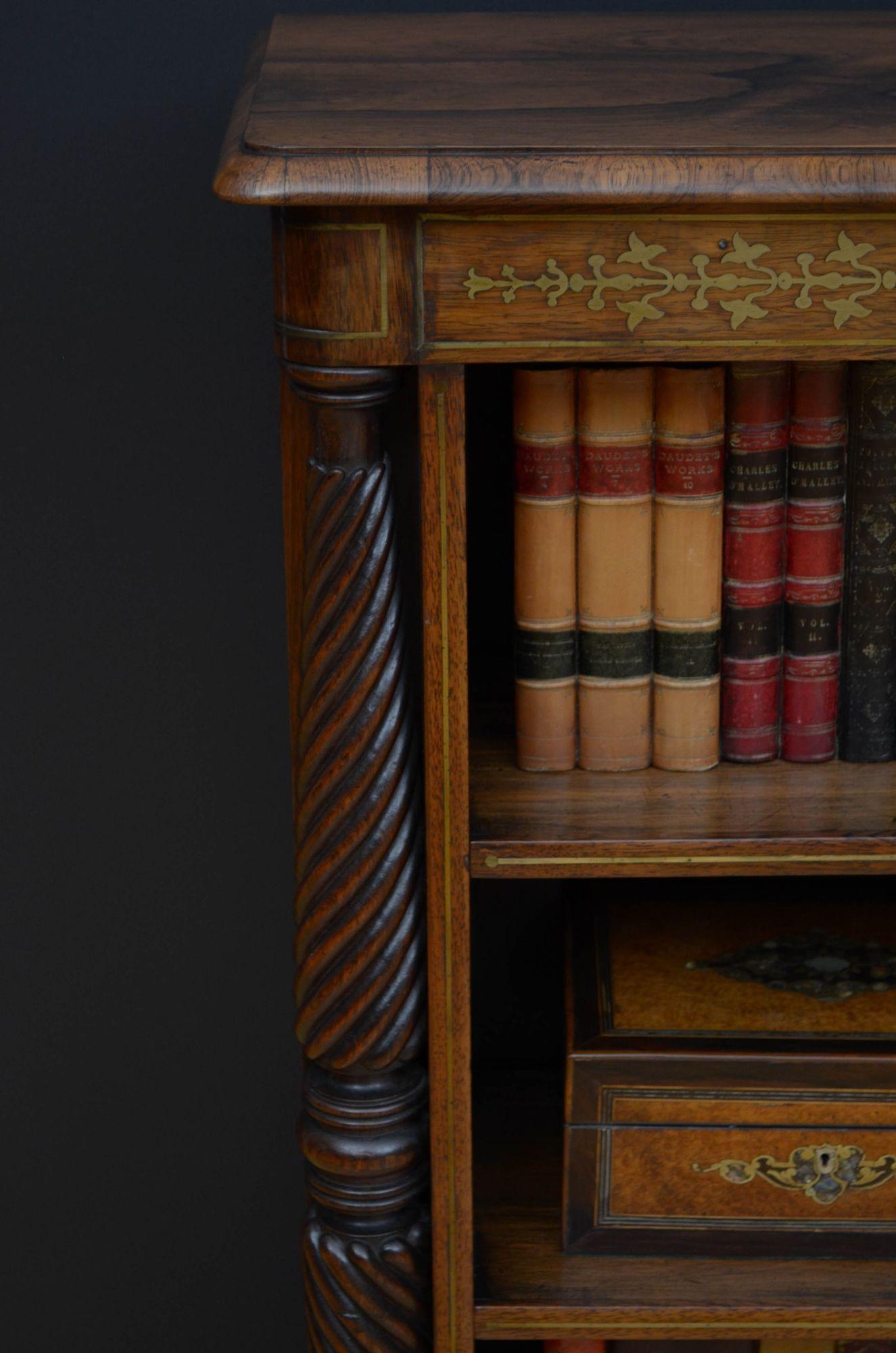 Regency Rosewood and Brass Inlaid Open Bookcase 3