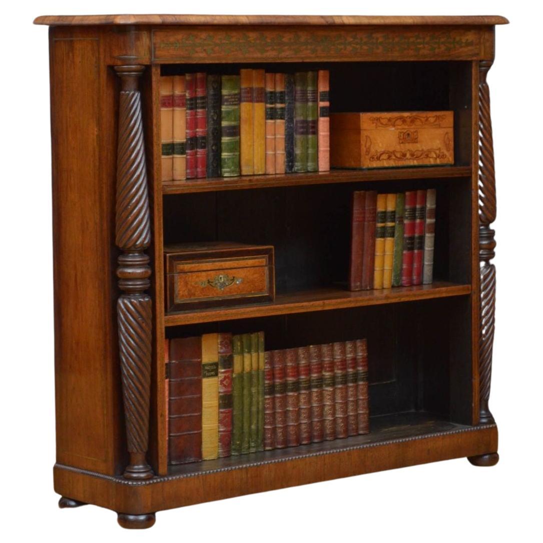 Regency Rosewood and Brass Inlaid Open Bookcase