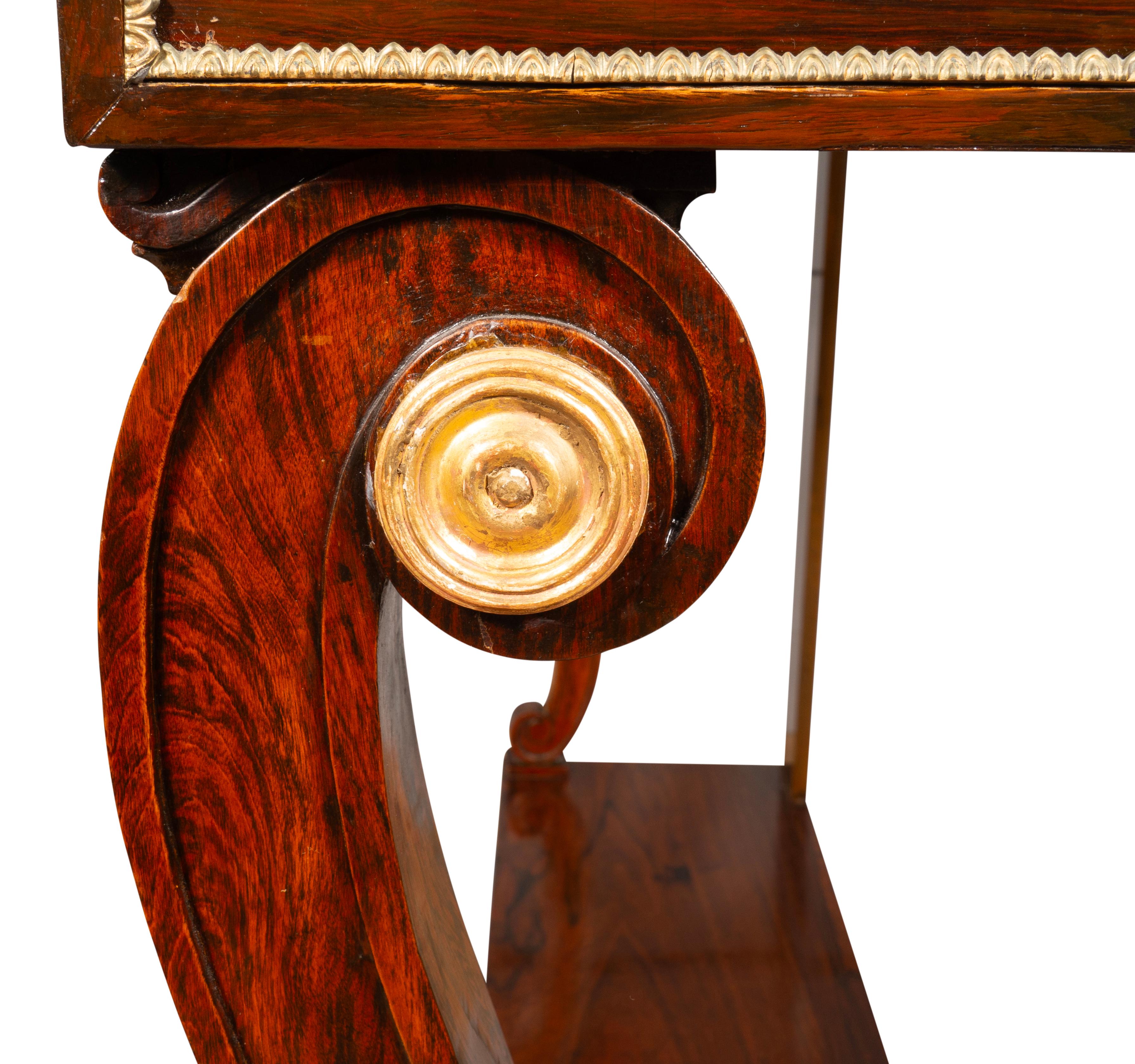 Regency Rosewood And Brass Mounted Console Table For Sale 10