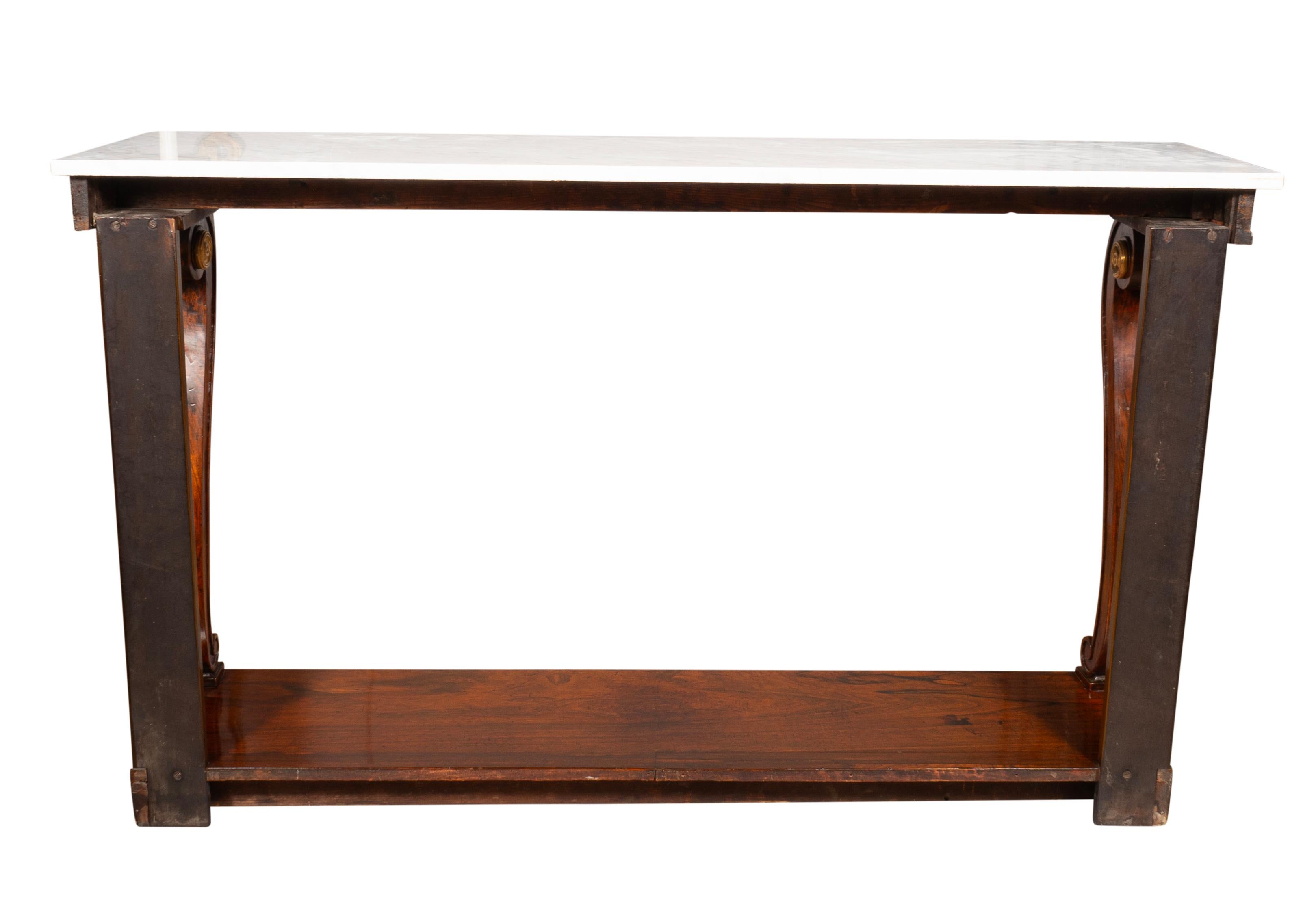 19th Century Regency Rosewood And Brass Mounted Console Table For Sale