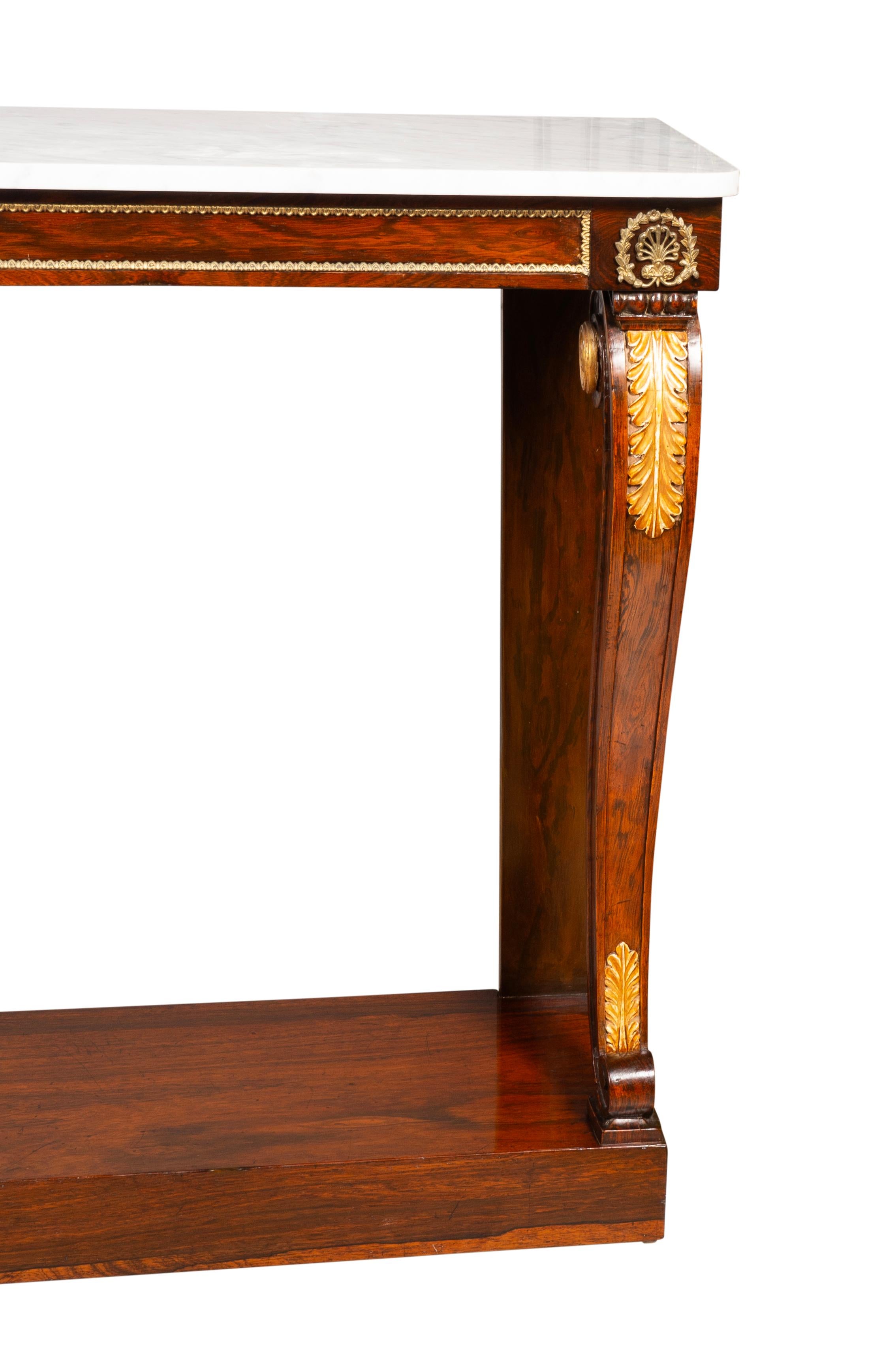 Regency Rosewood And Brass Mounted Console Table For Sale 3