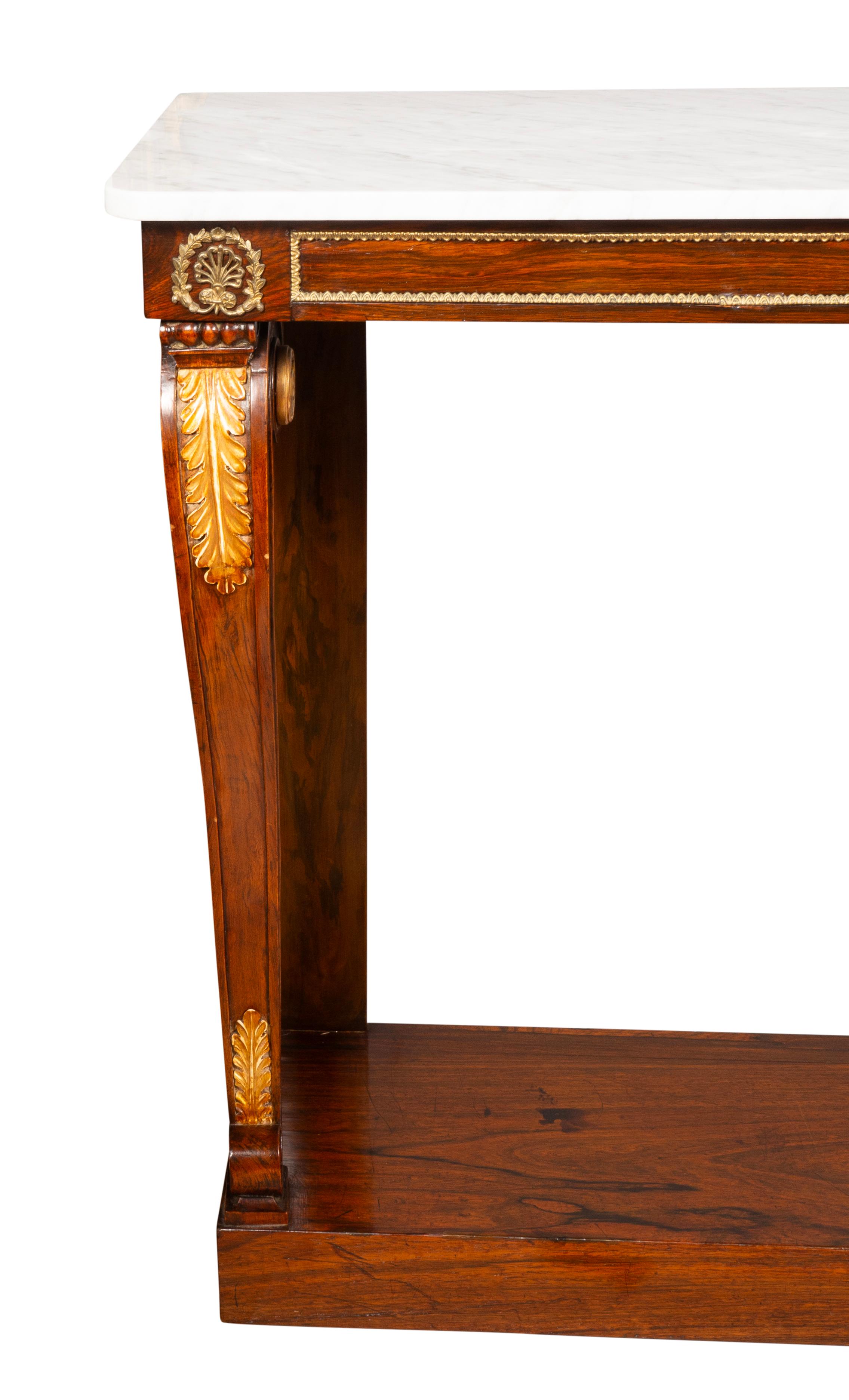 Regency Rosewood And Brass Mounted Console Table For Sale 4