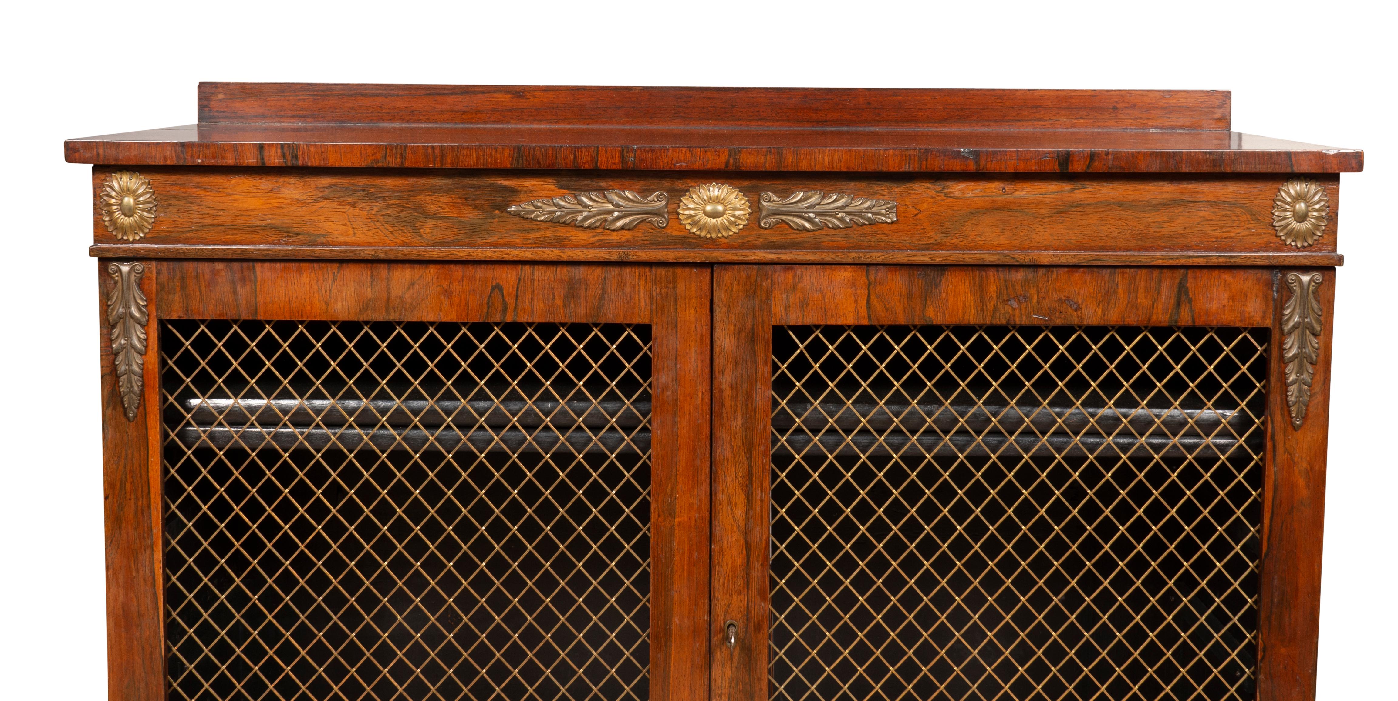 Regency Rosewood and Brass Mounted Credenza For Sale 5