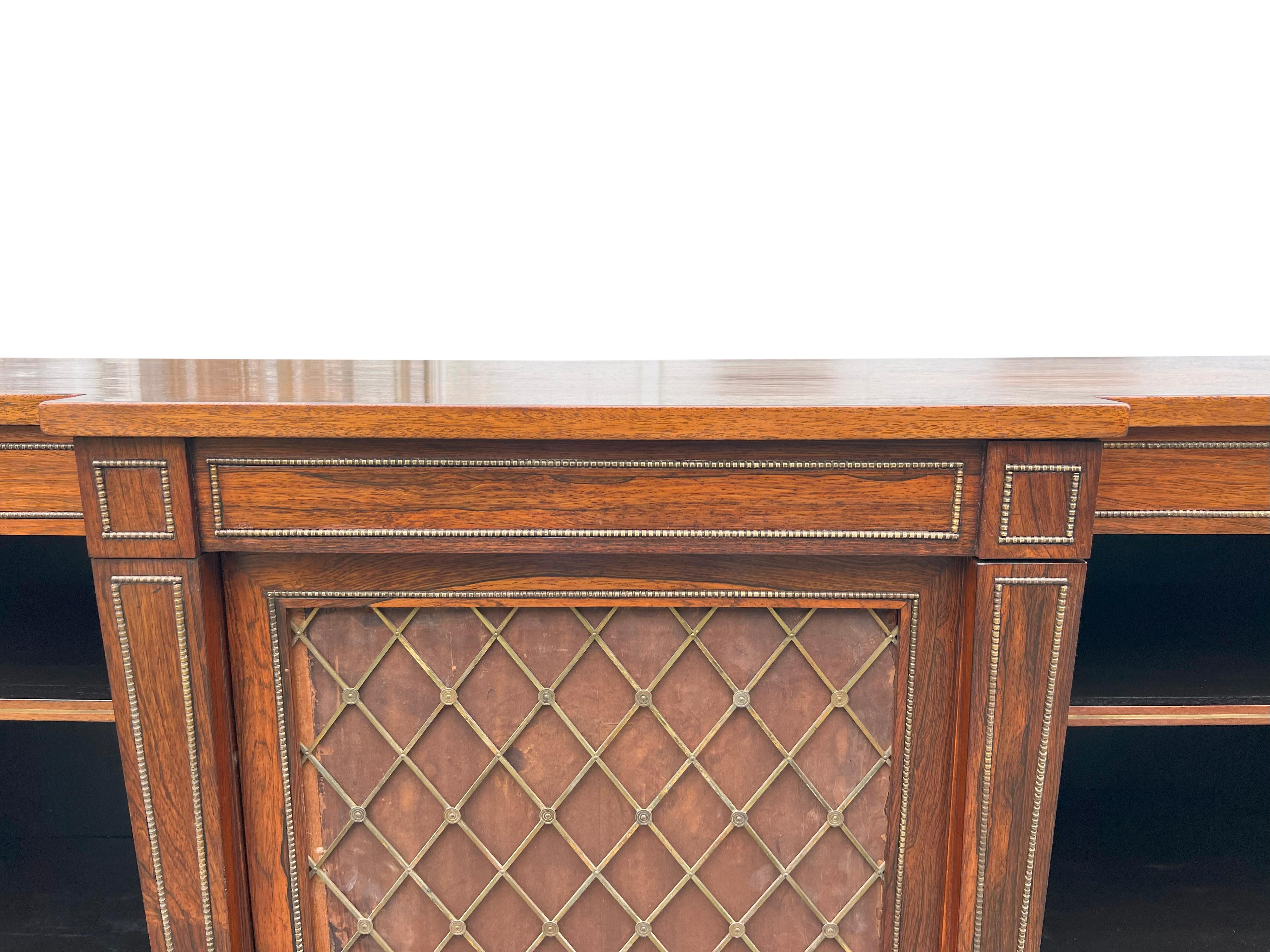 Regency Rosewood And Brass Mounted Credenza For Sale 7