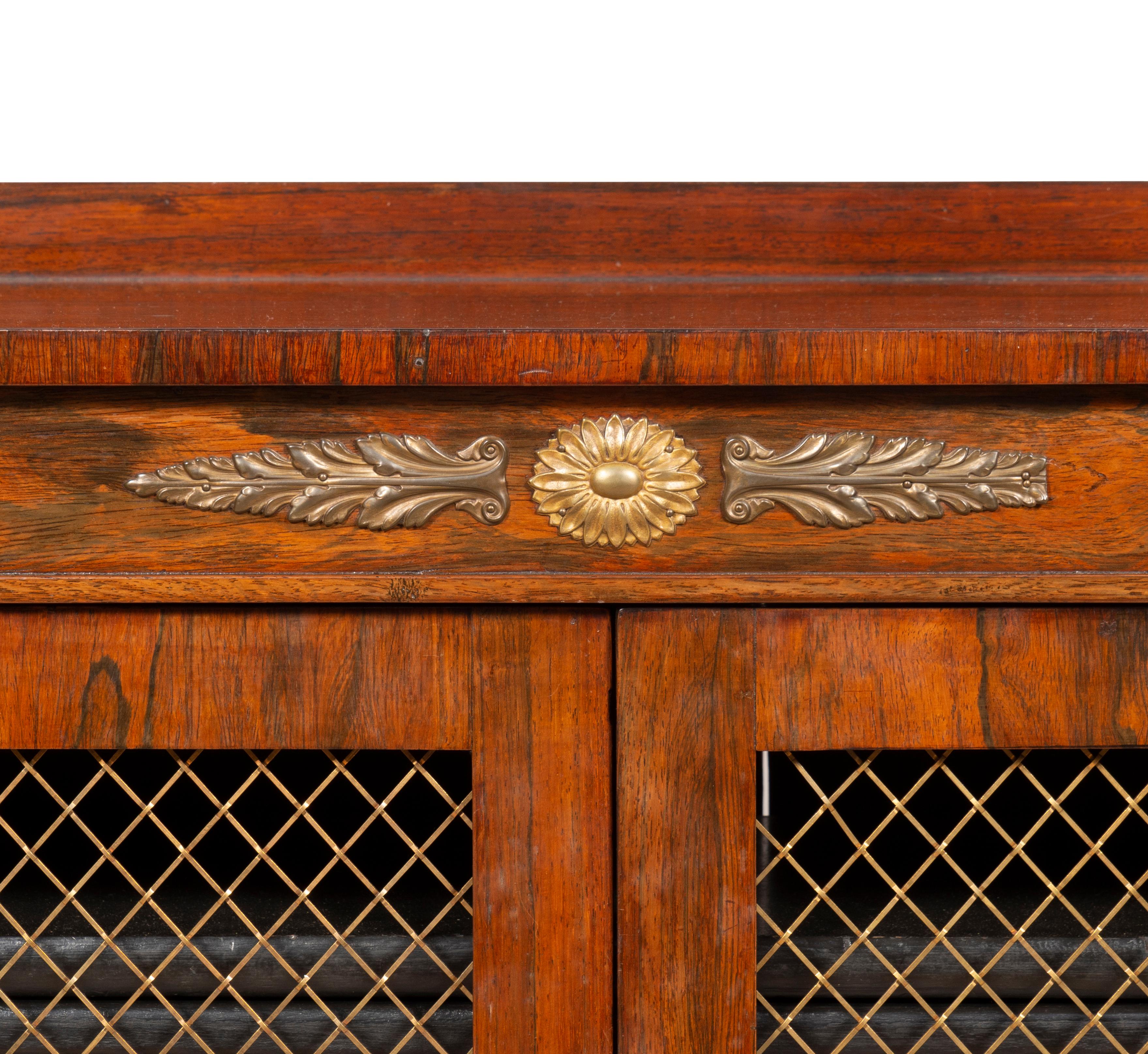 Regency Rosewood and Brass Mounted Credenza For Sale 8