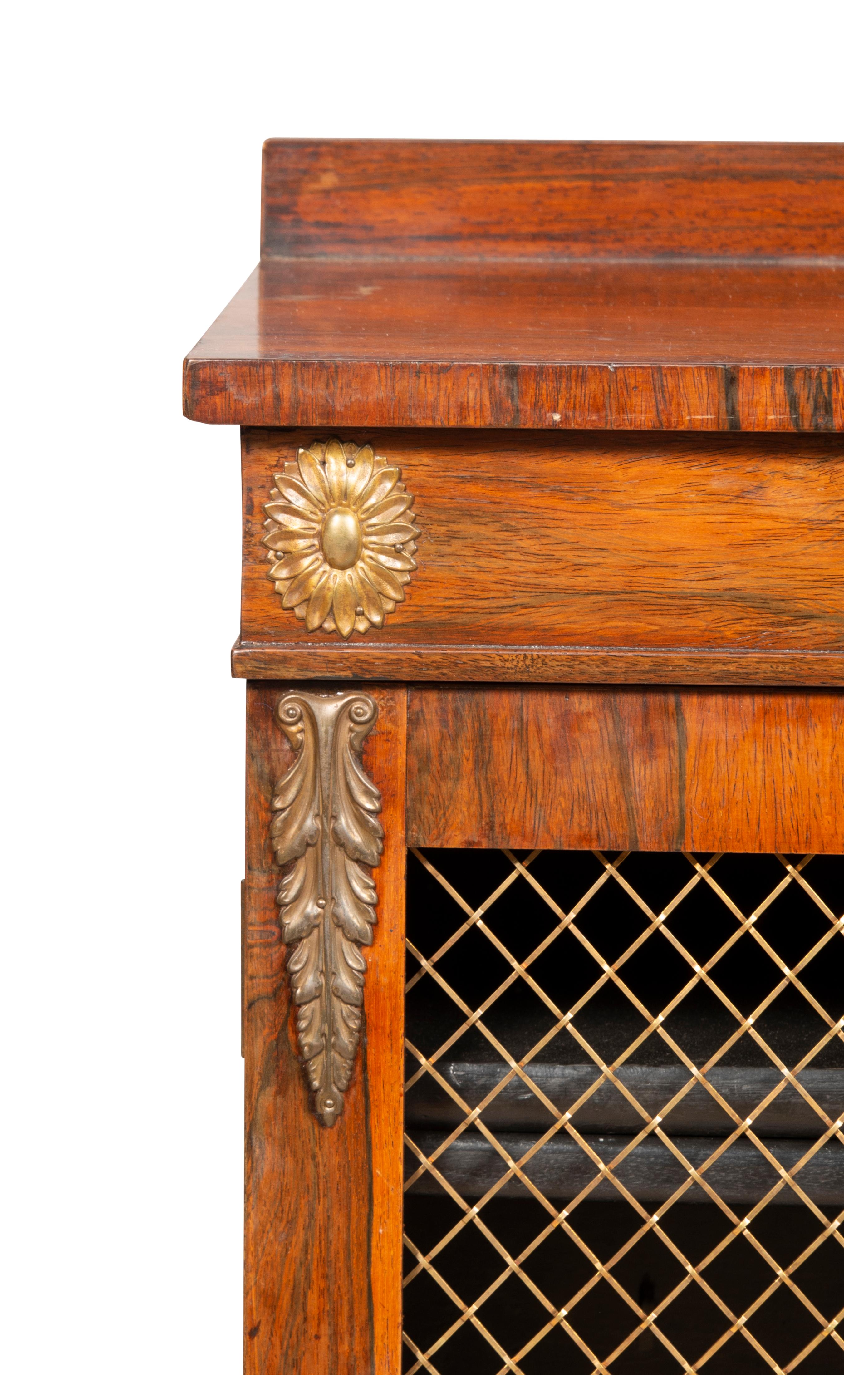 Regency Rosewood and Brass Mounted Credenza For Sale 9