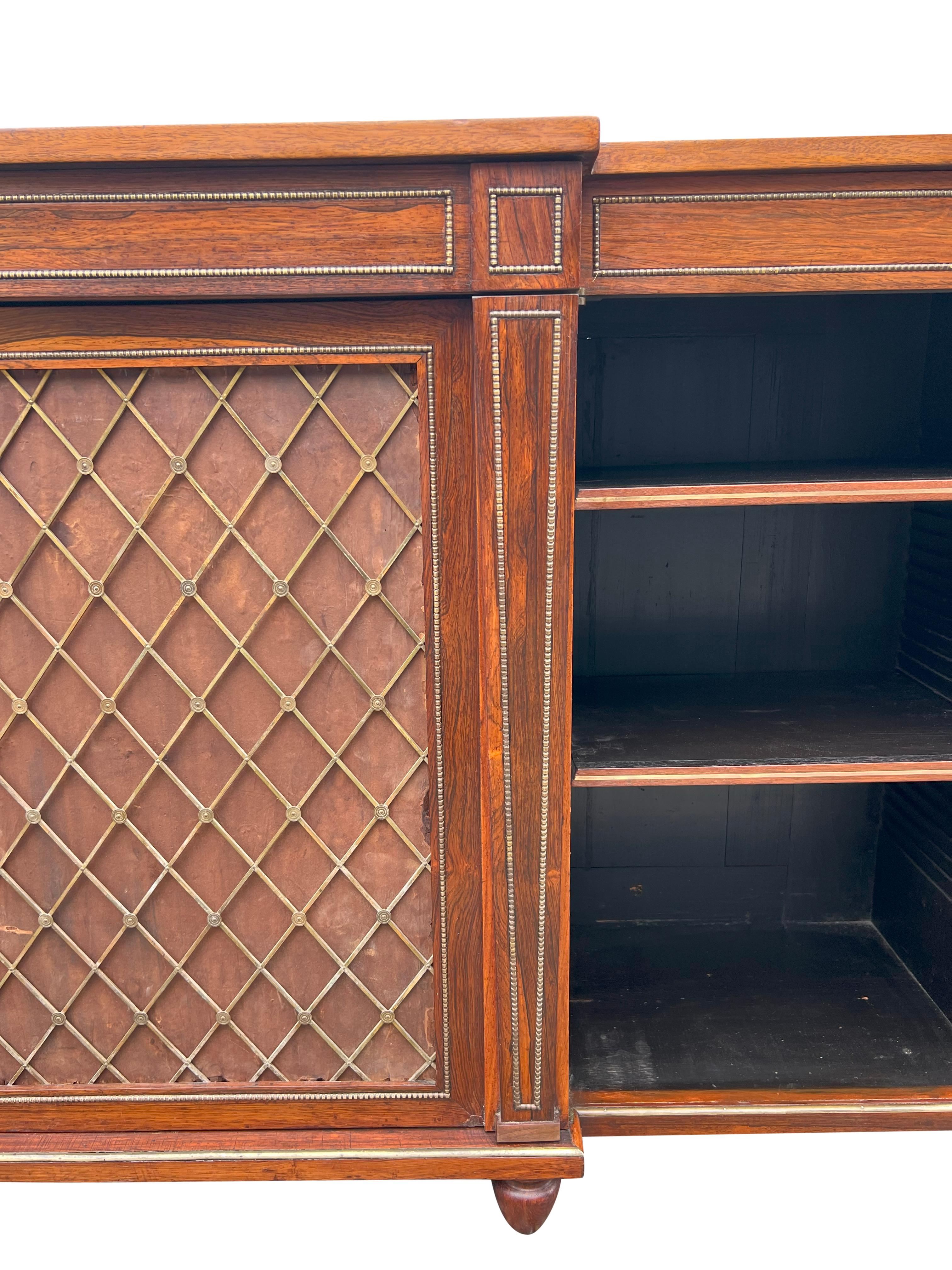 Regency Rosewood And Brass Mounted Credenza For Sale 11