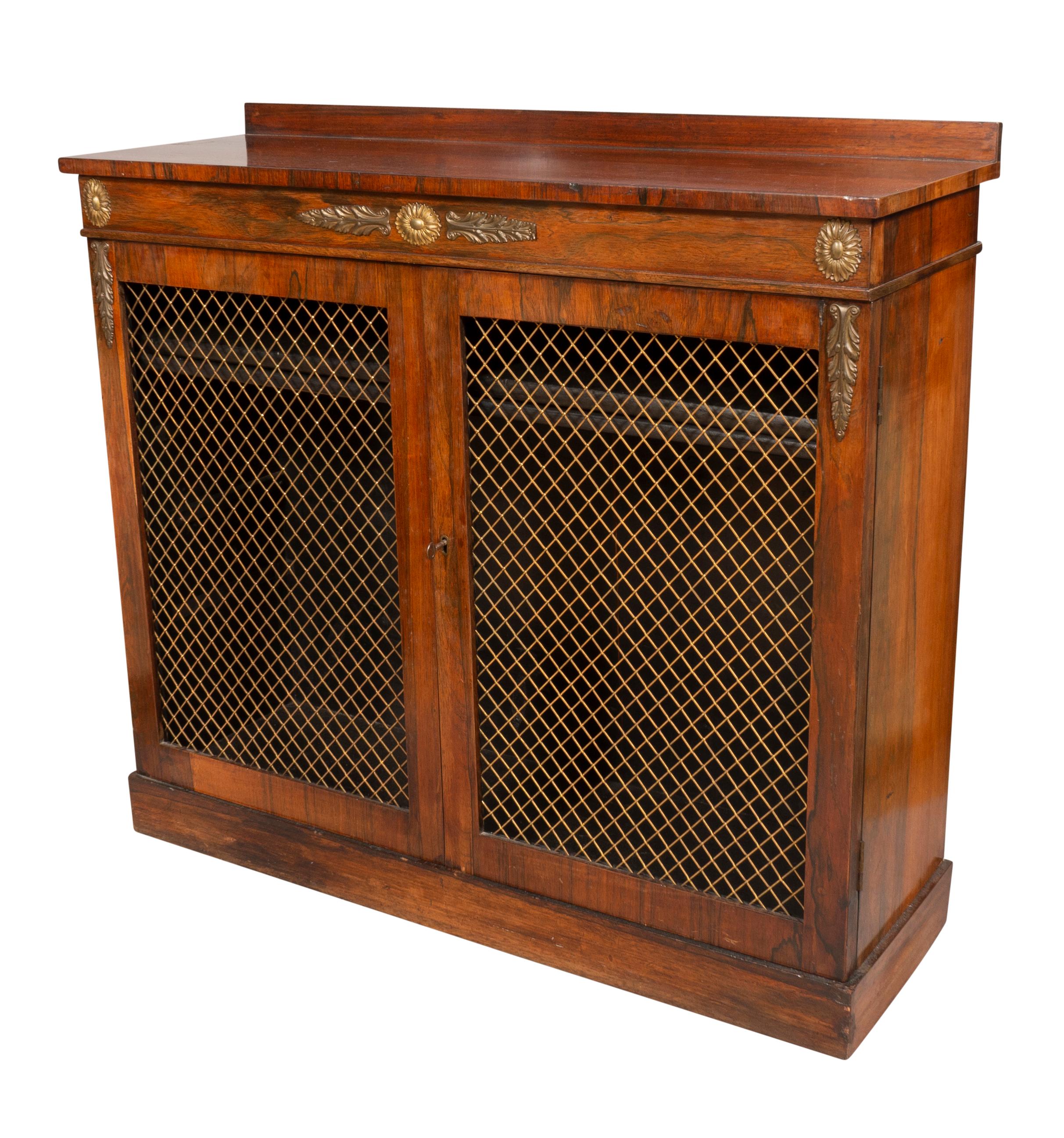 Regency Rosewood and Brass Mounted Credenza For Sale 1