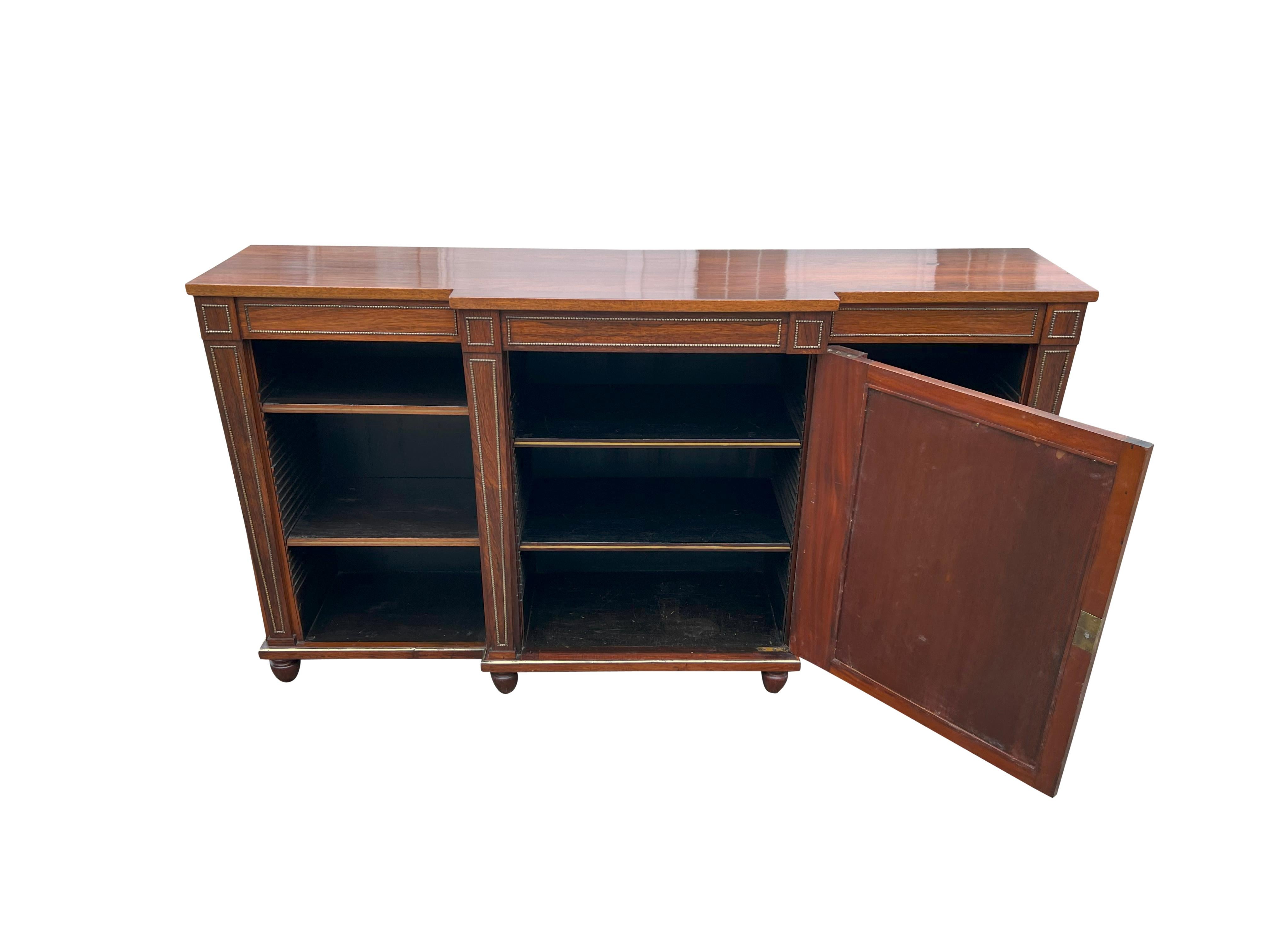 Regency Rosewood And Brass Mounted Credenza For Sale 2