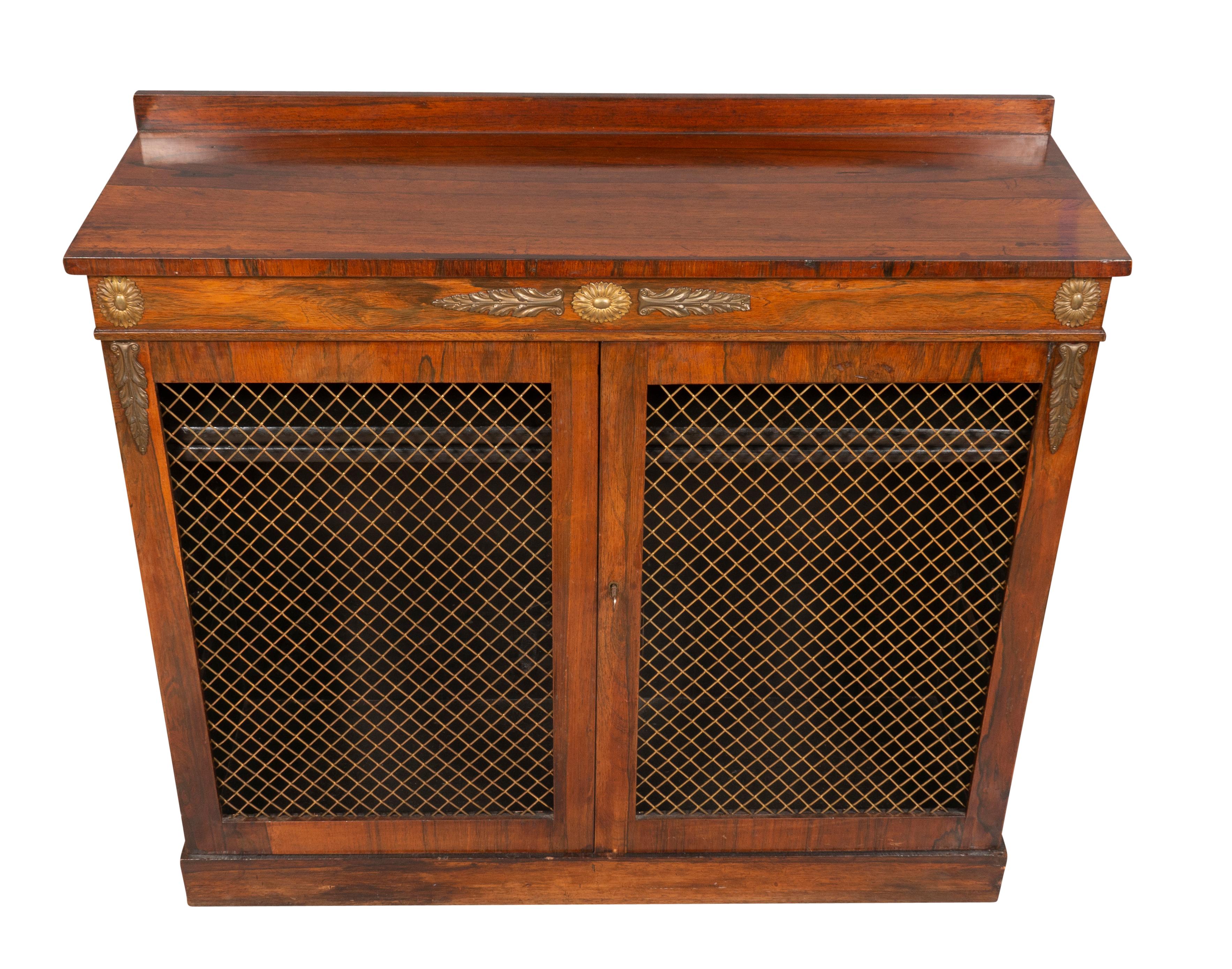 Regency Rosewood and Brass Mounted Credenza For Sale 2