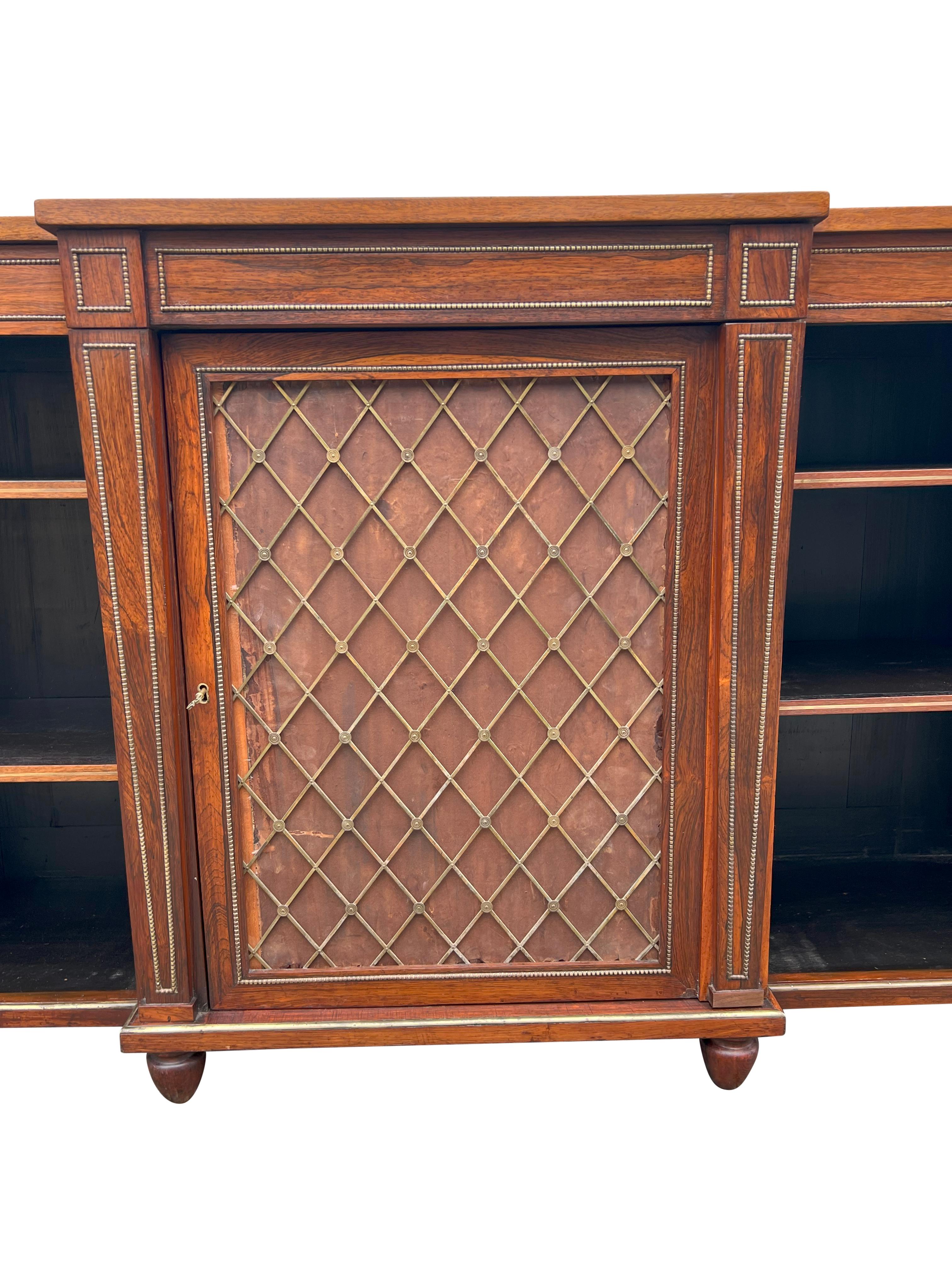 Regency Rosewood And Brass Mounted Credenza For Sale 4