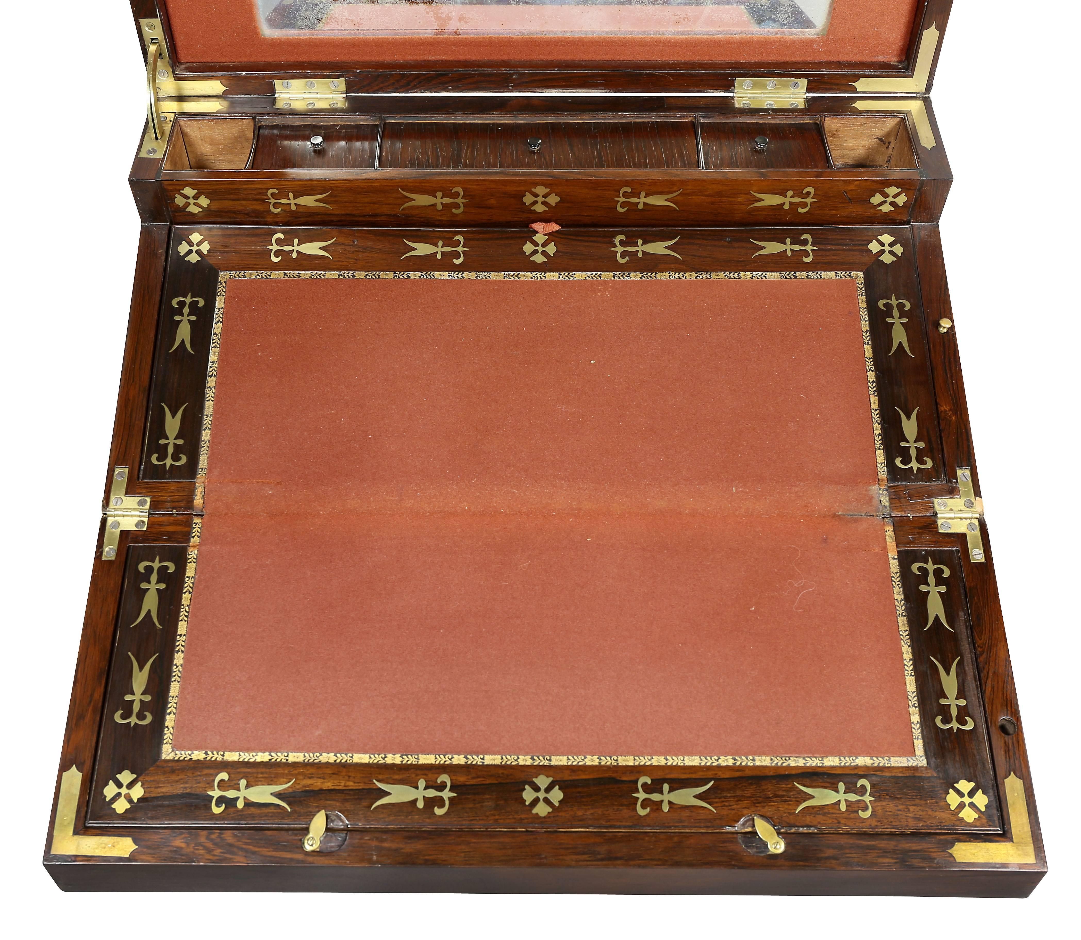 Regency Rosewood and Brass-Mounted Desk on Base 1