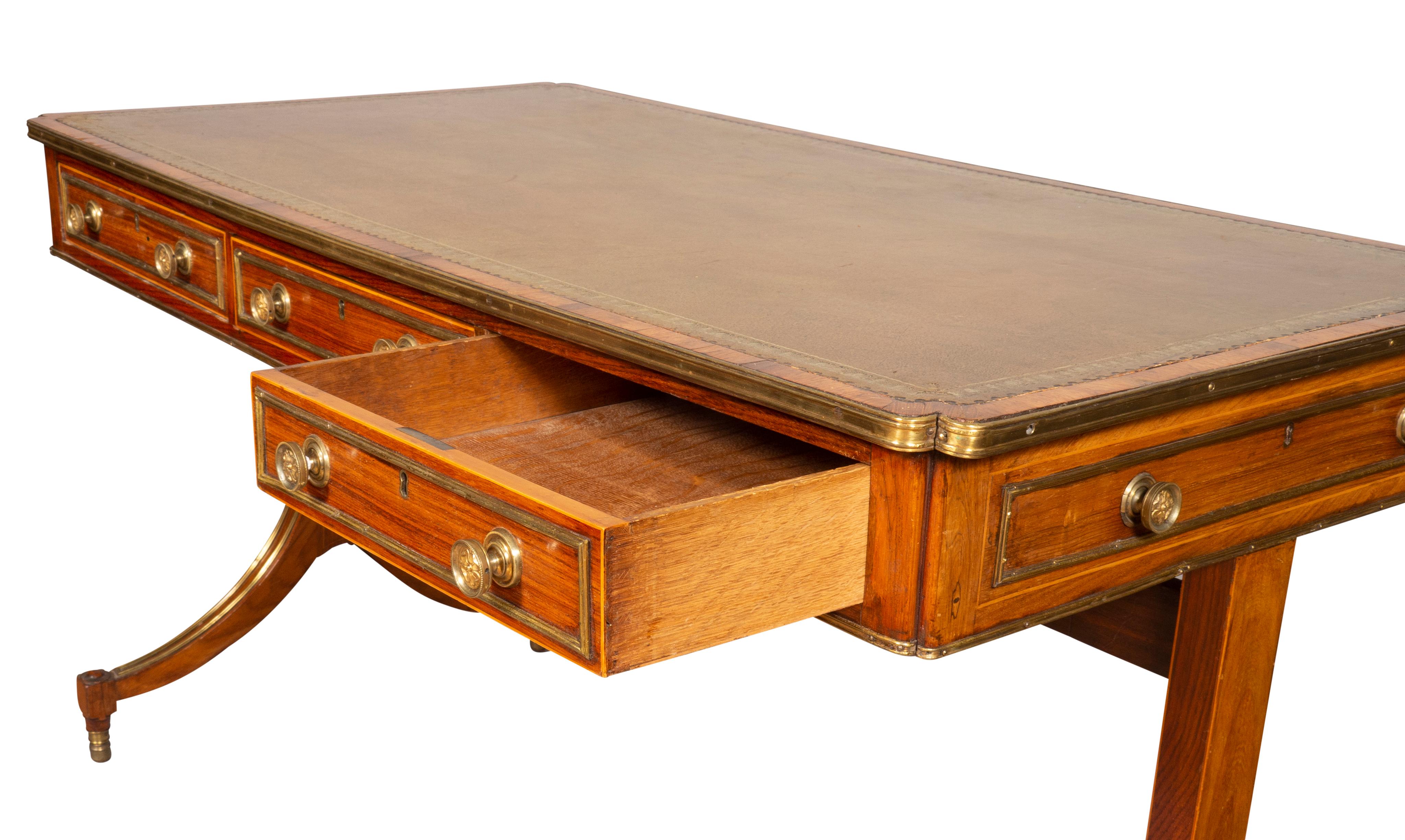 Regency Rosewood and Brass Mounted Writing Table 5