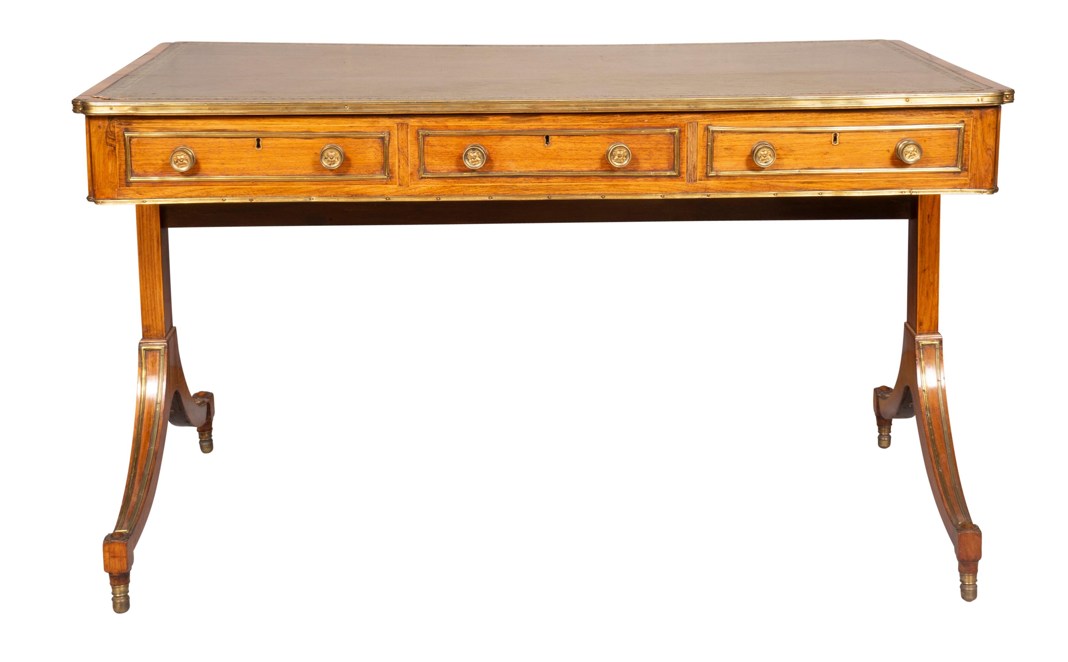 Early 19th Century Regency Rosewood and Brass Mounted Writing Table