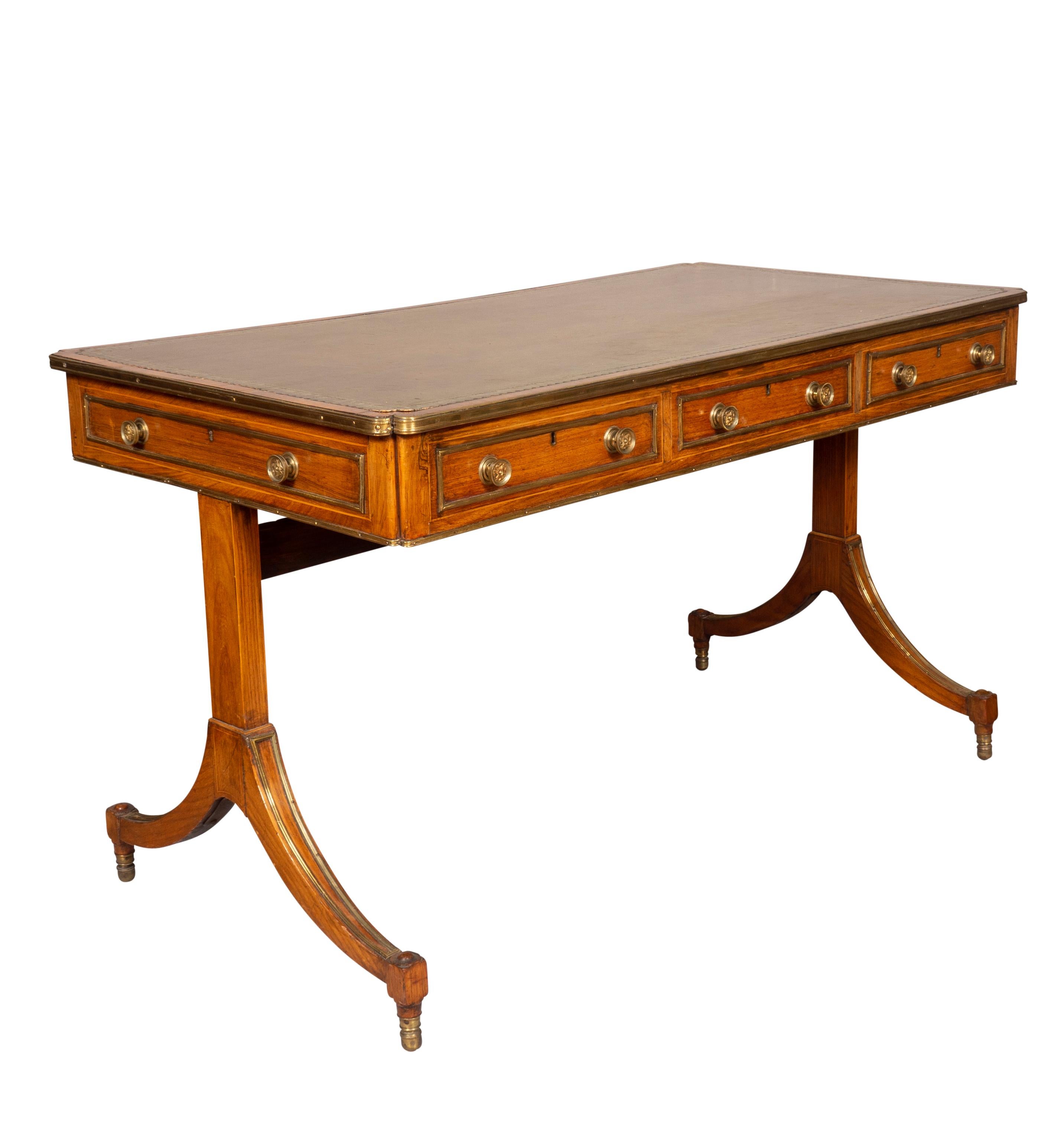 Regency Rosewood and Brass Mounted Writing Table 1