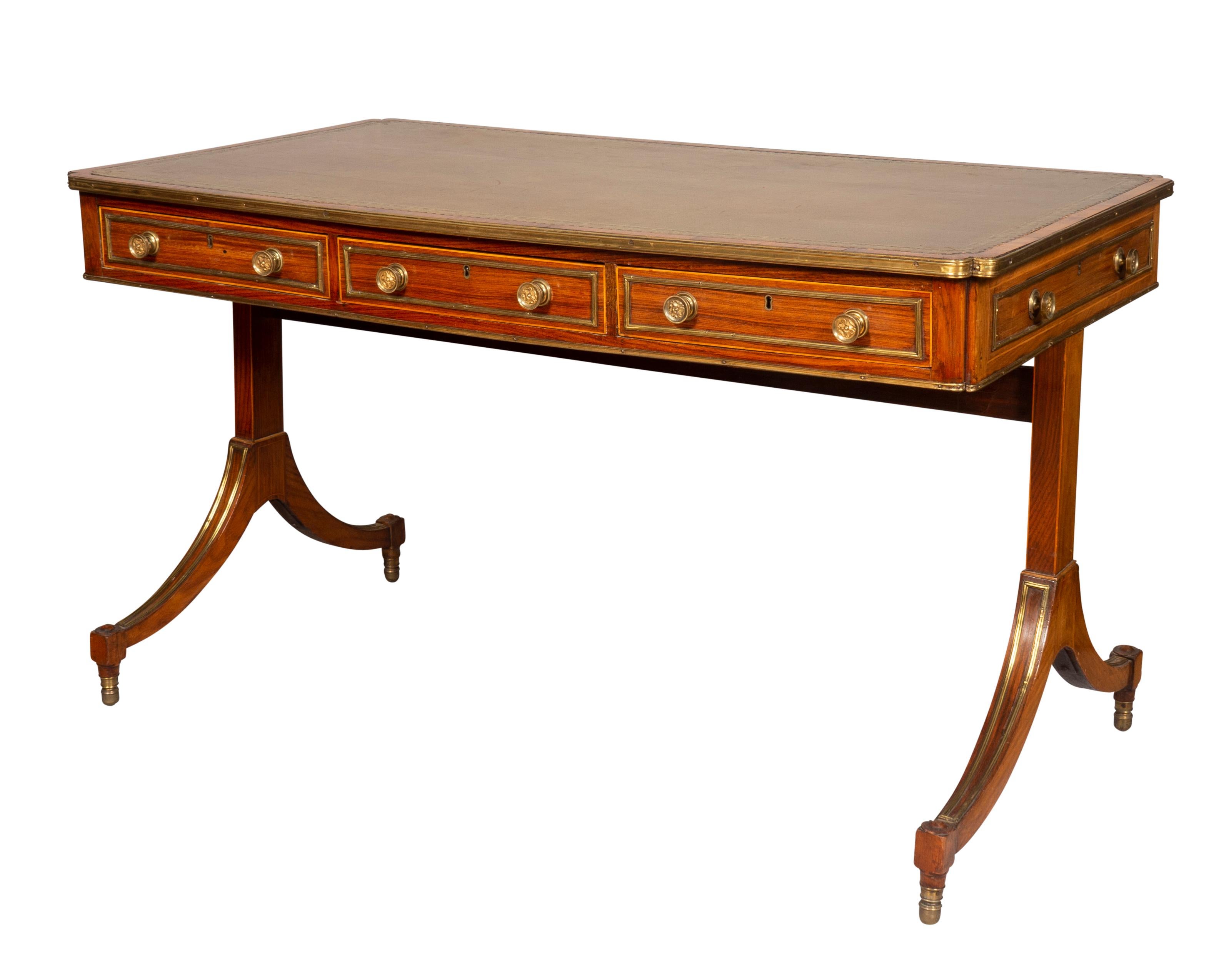 Regency Rosewood and Brass Mounted Writing Table 3