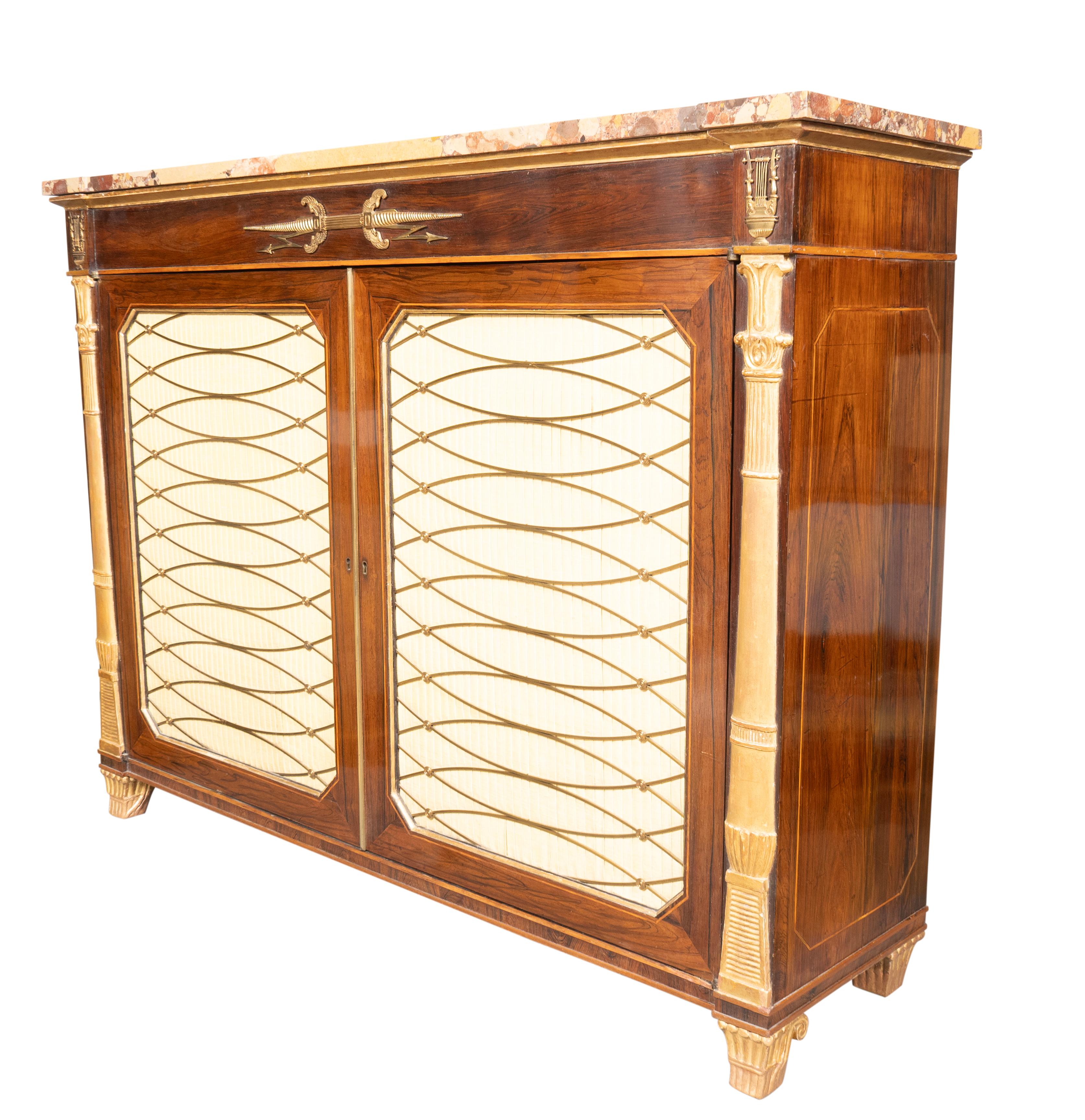 Regency Rosewood And Bronze Mounted Credenza For Sale 2