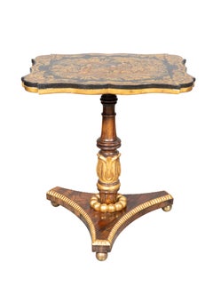 Regency Rosewood And Chinoiserie Side Table Adapted From A Pole Screen
