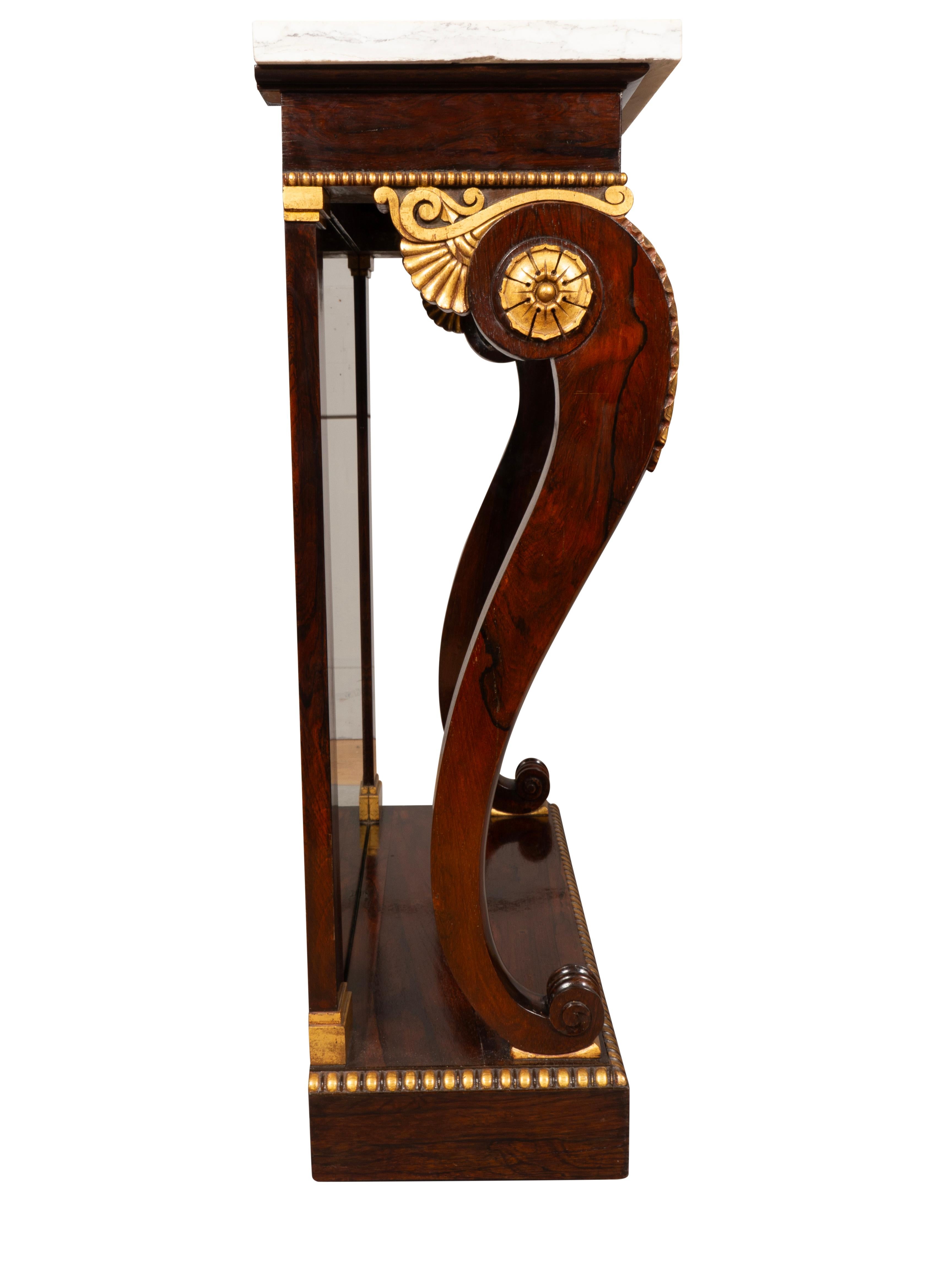 Tavolo consolle Regency in palissandro e dorato in vendita 6