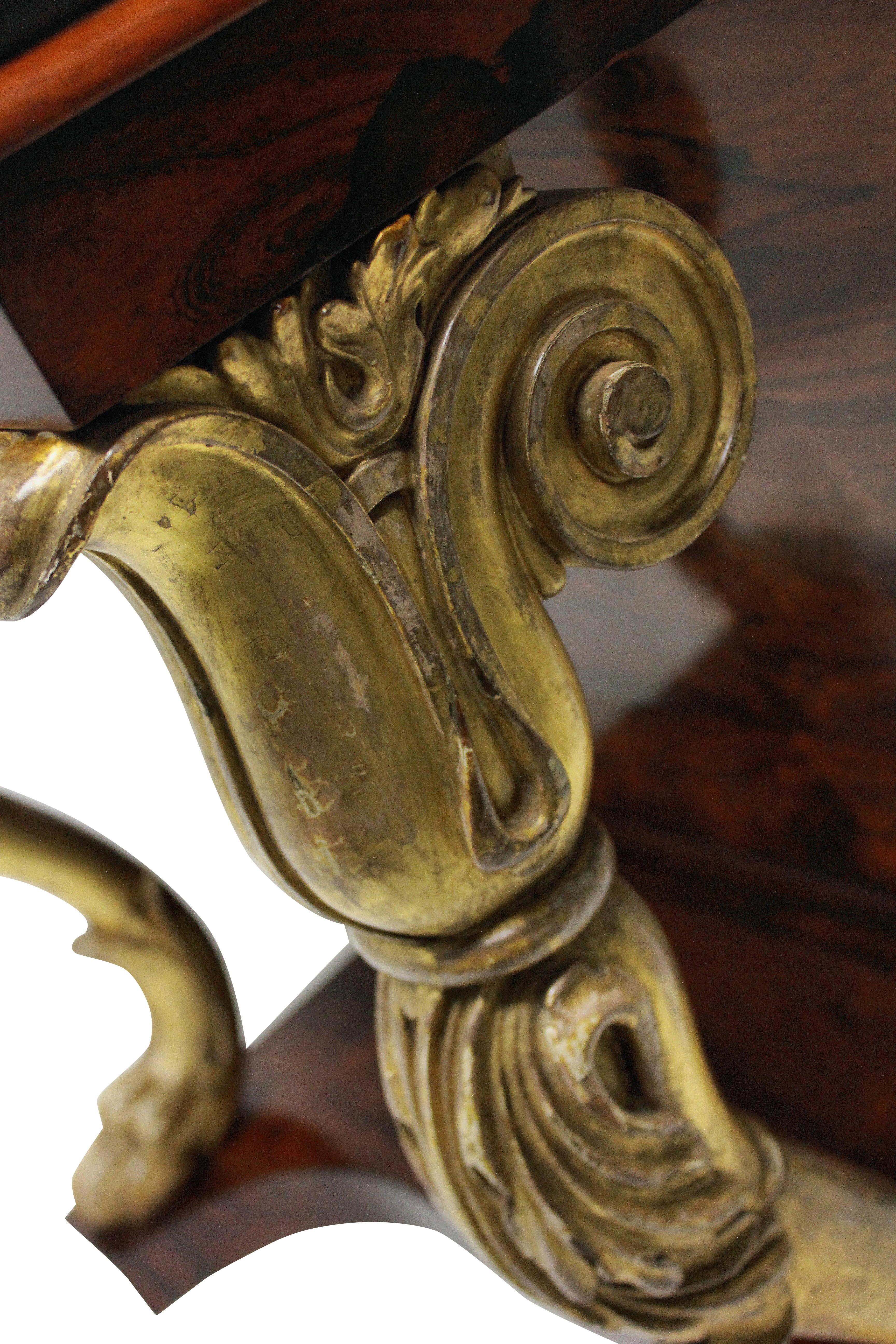 Early 19th Century Regency Rosewood and Giltwood Console Table