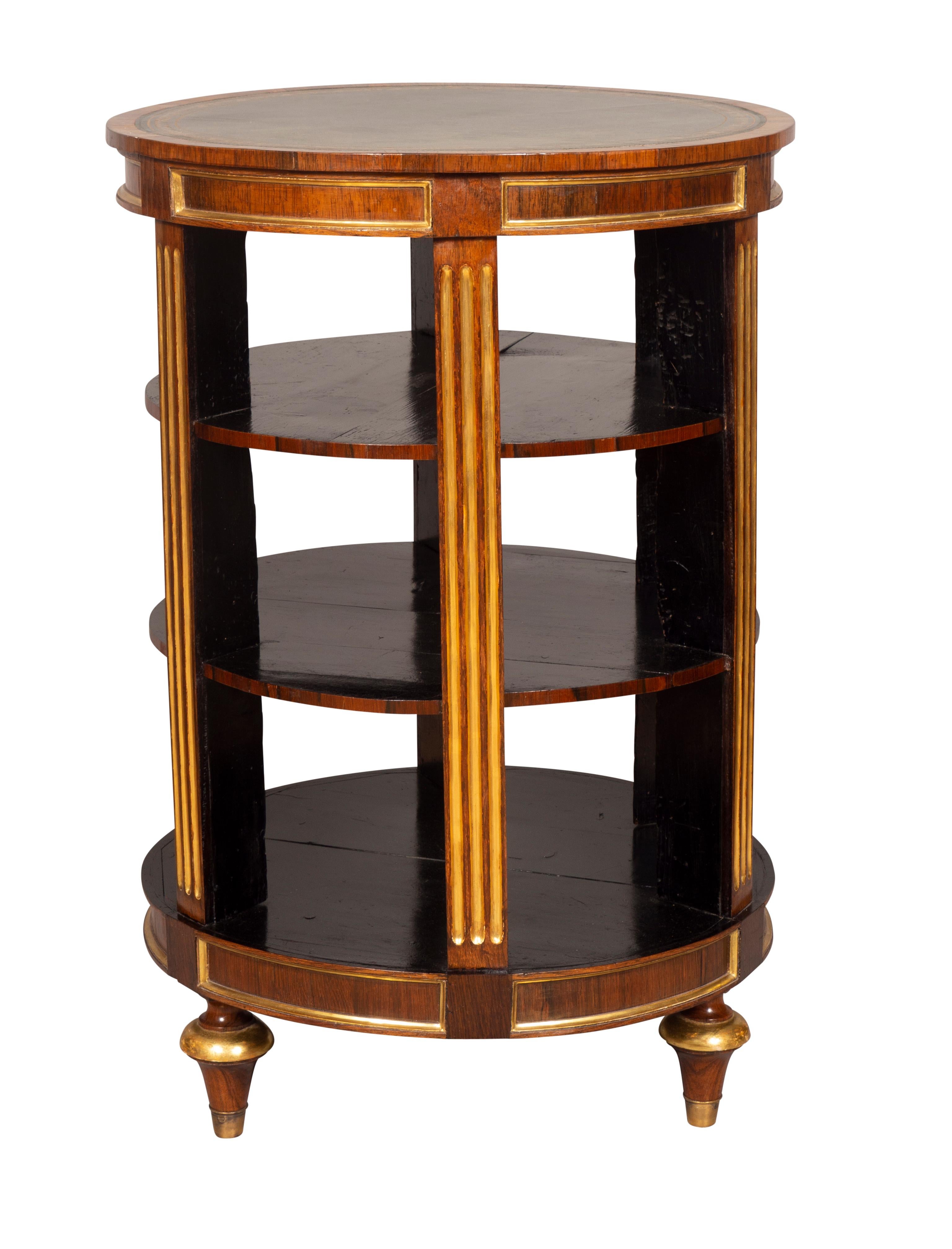 English Regency Rosewood And Giltwood Cylindrical Book Stand