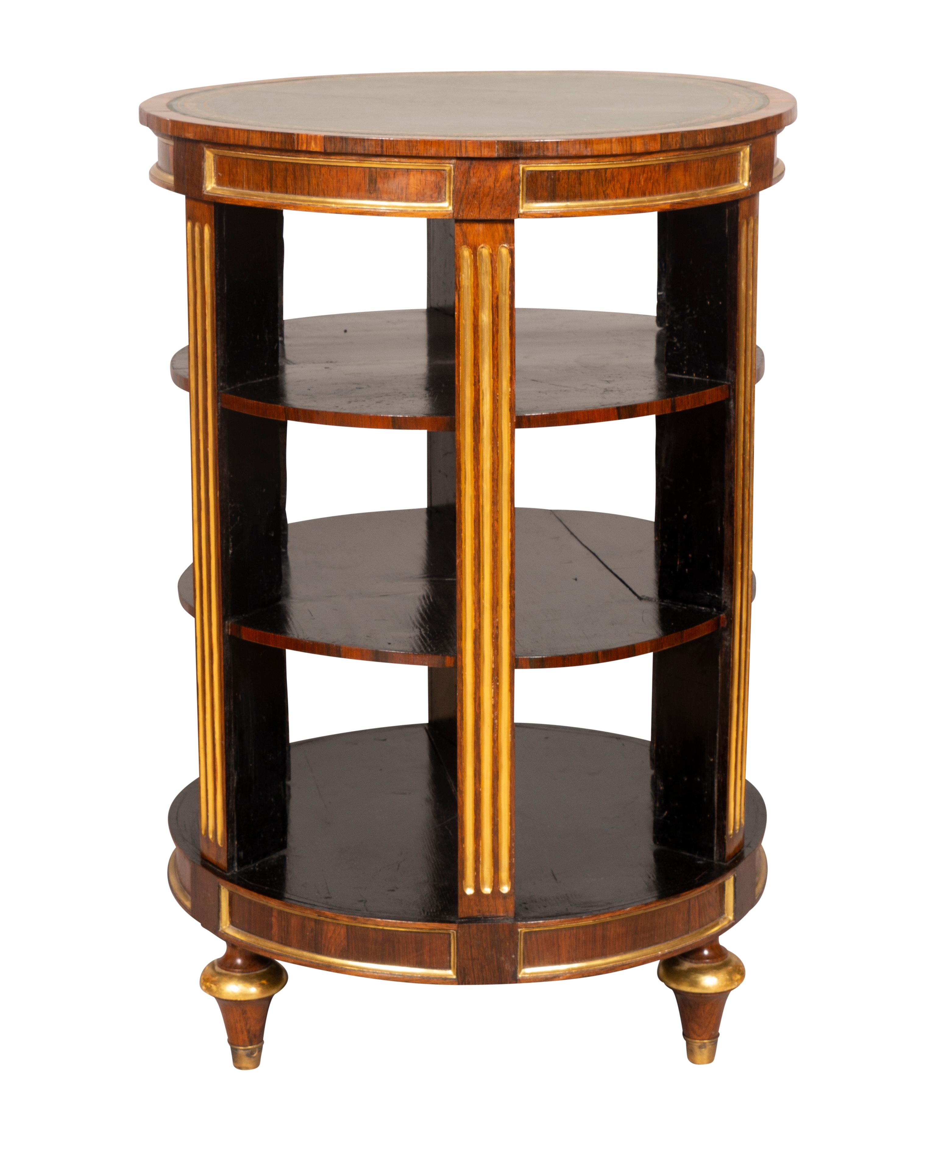 19th Century Regency Rosewood And Giltwood Cylindrical Book Stand