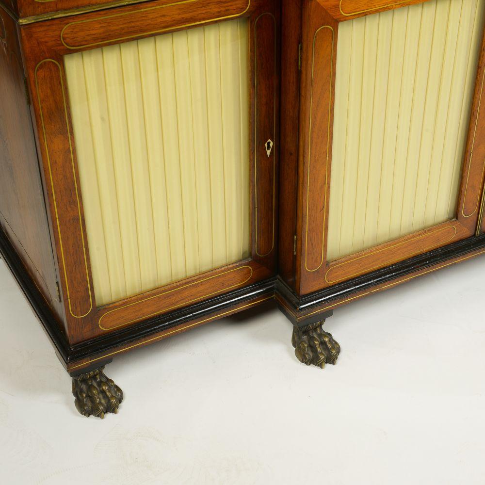19th Century Regency Rosewood and Inlaid Brass Side Cabinet For Sale