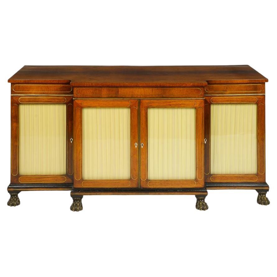 Regency Rosewood and Inlaid Brass Side Cabinet For Sale