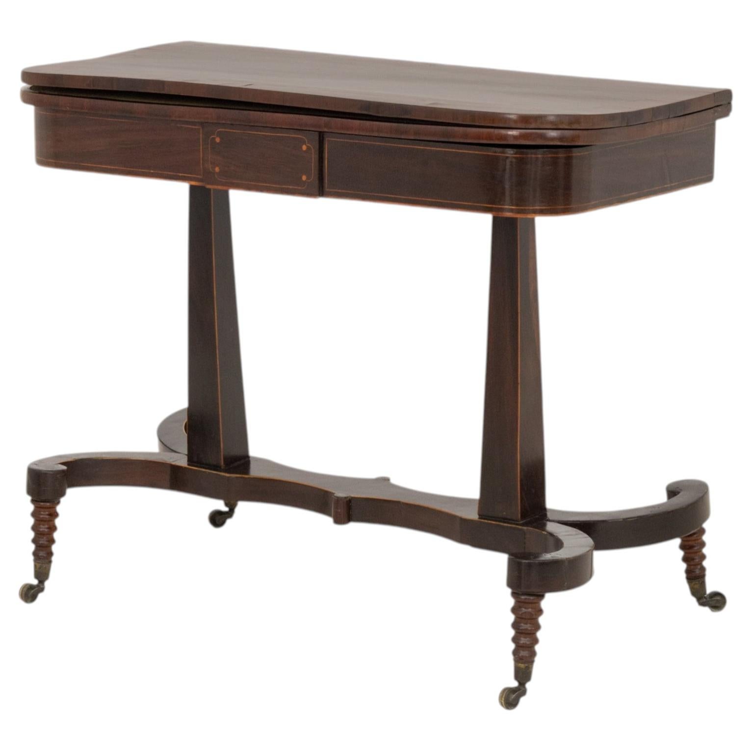 Regency Rosewood and Mahogany Card Table, 19th Century