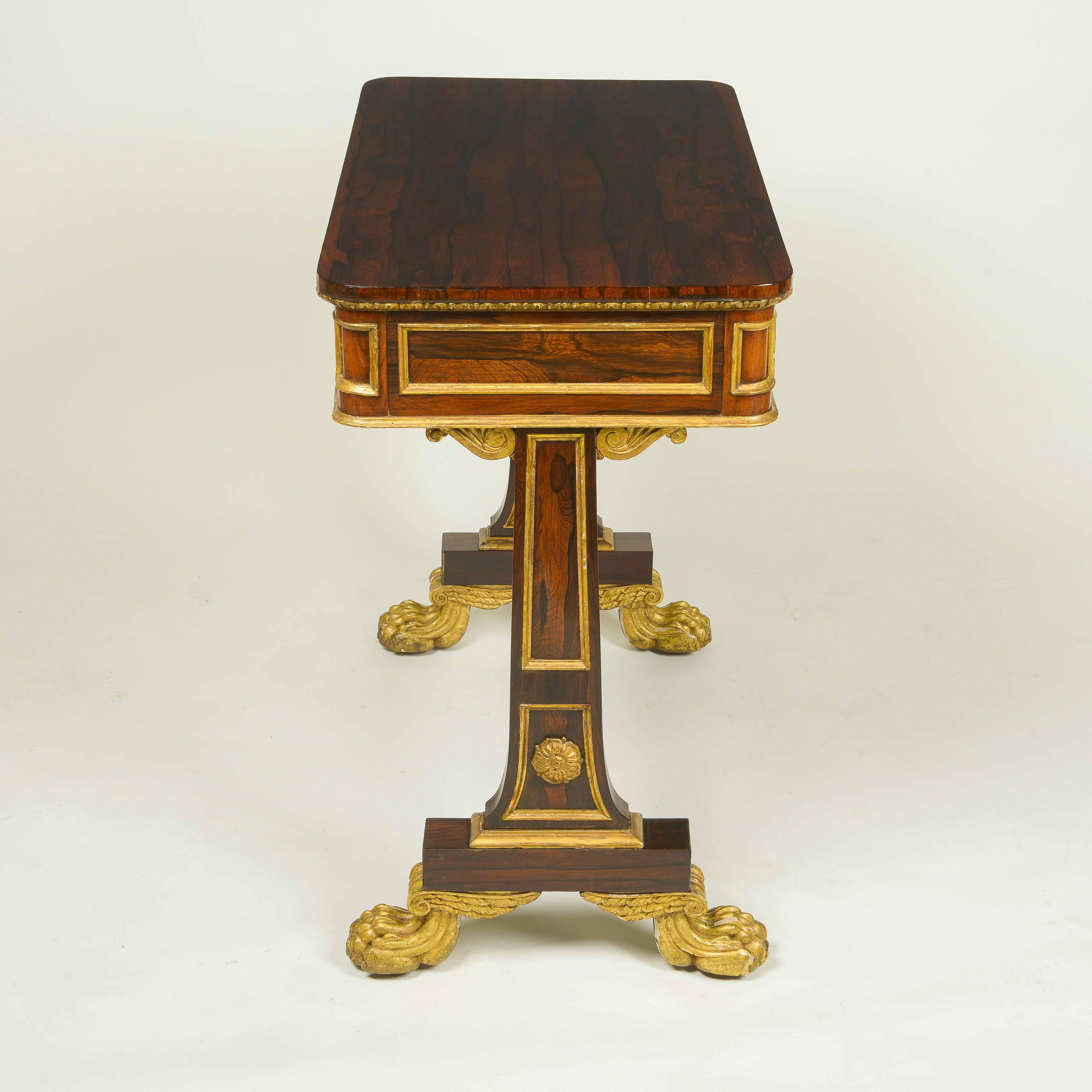 English Regency Rosewood and Ormolu-Mounted Library Table For Sale